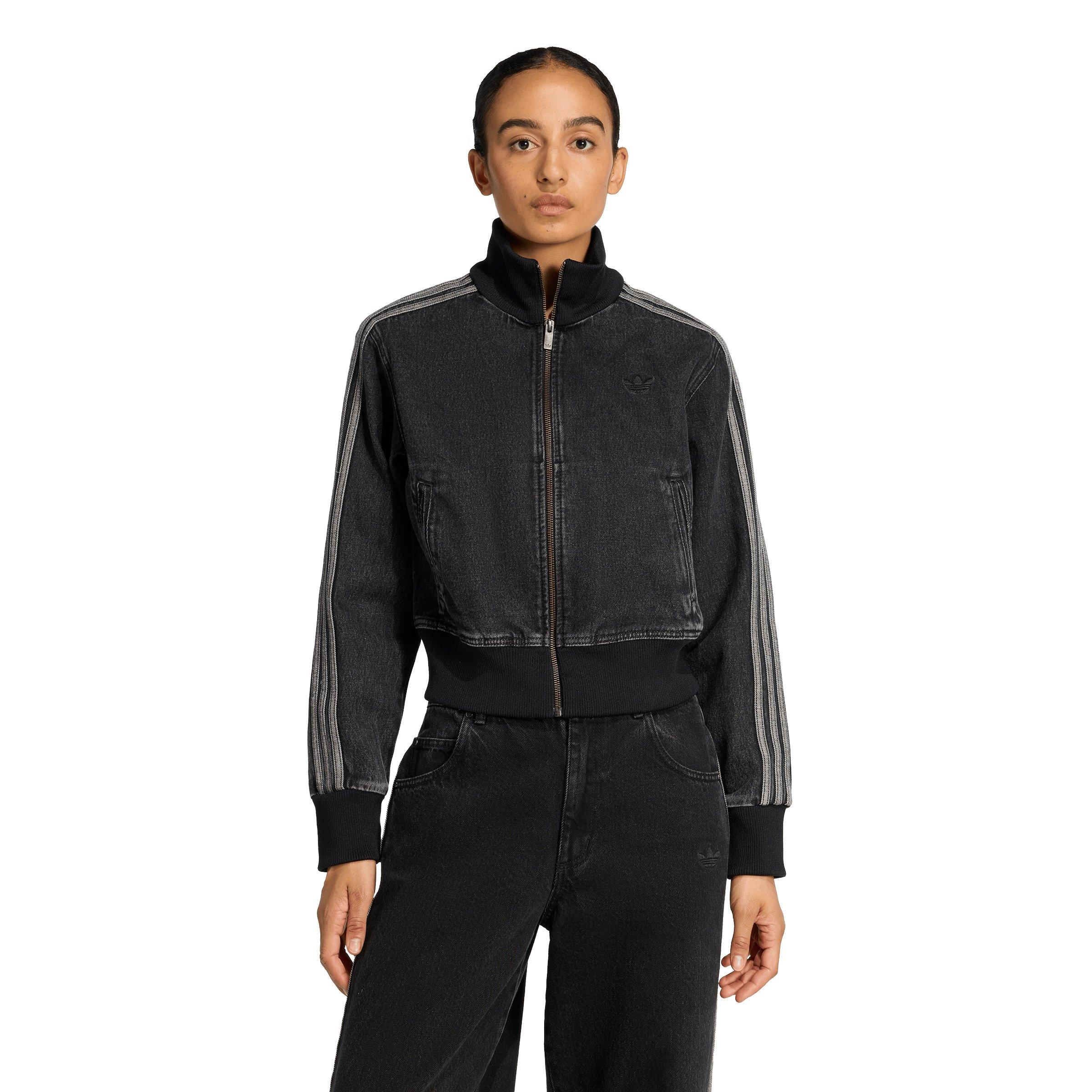 adidas Originals Women's Firebird Denim Track Jacket - Black - BLACK Thumbnail View 1