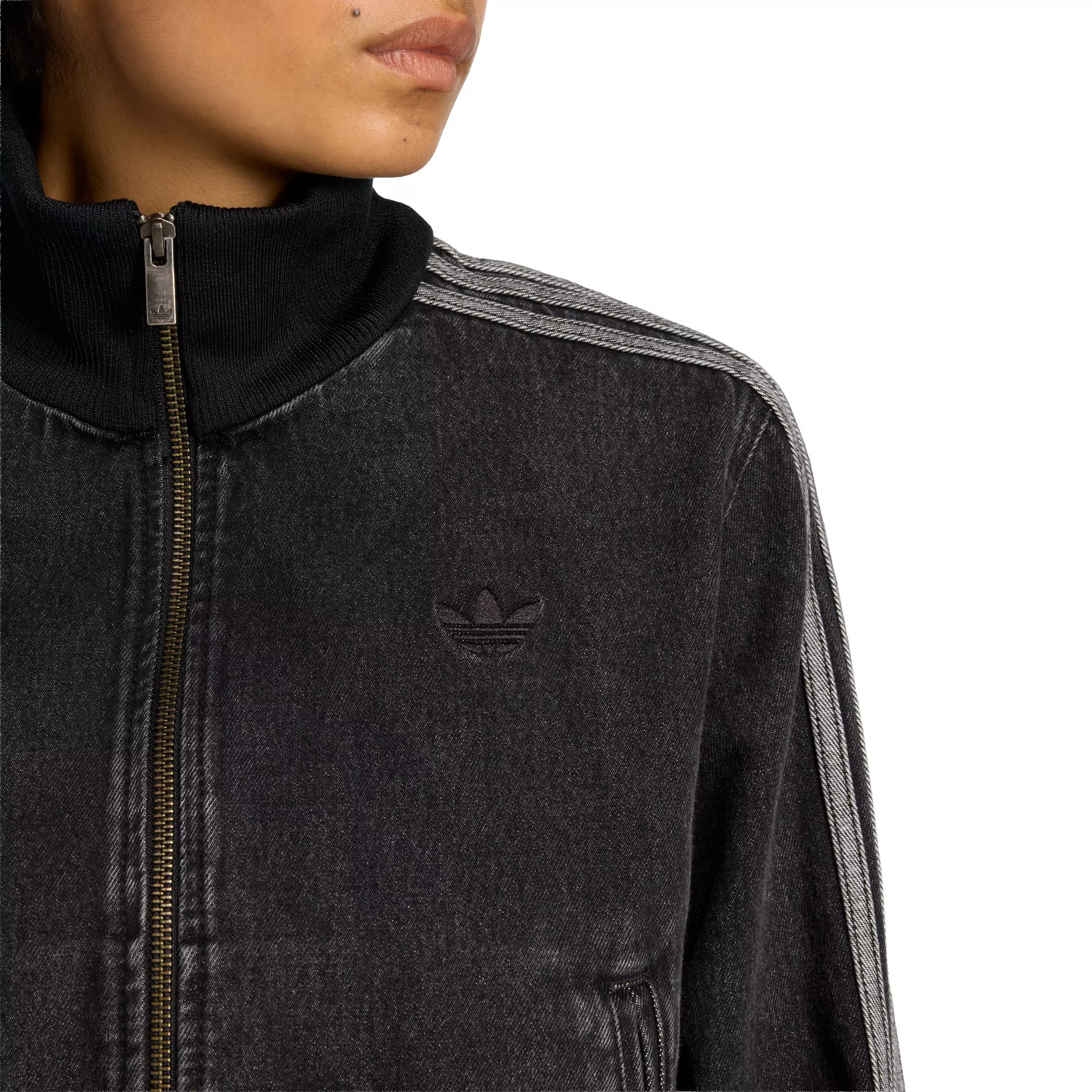 adidas Originals Women's Firebird Denim Track Jacket - Black - BLACK