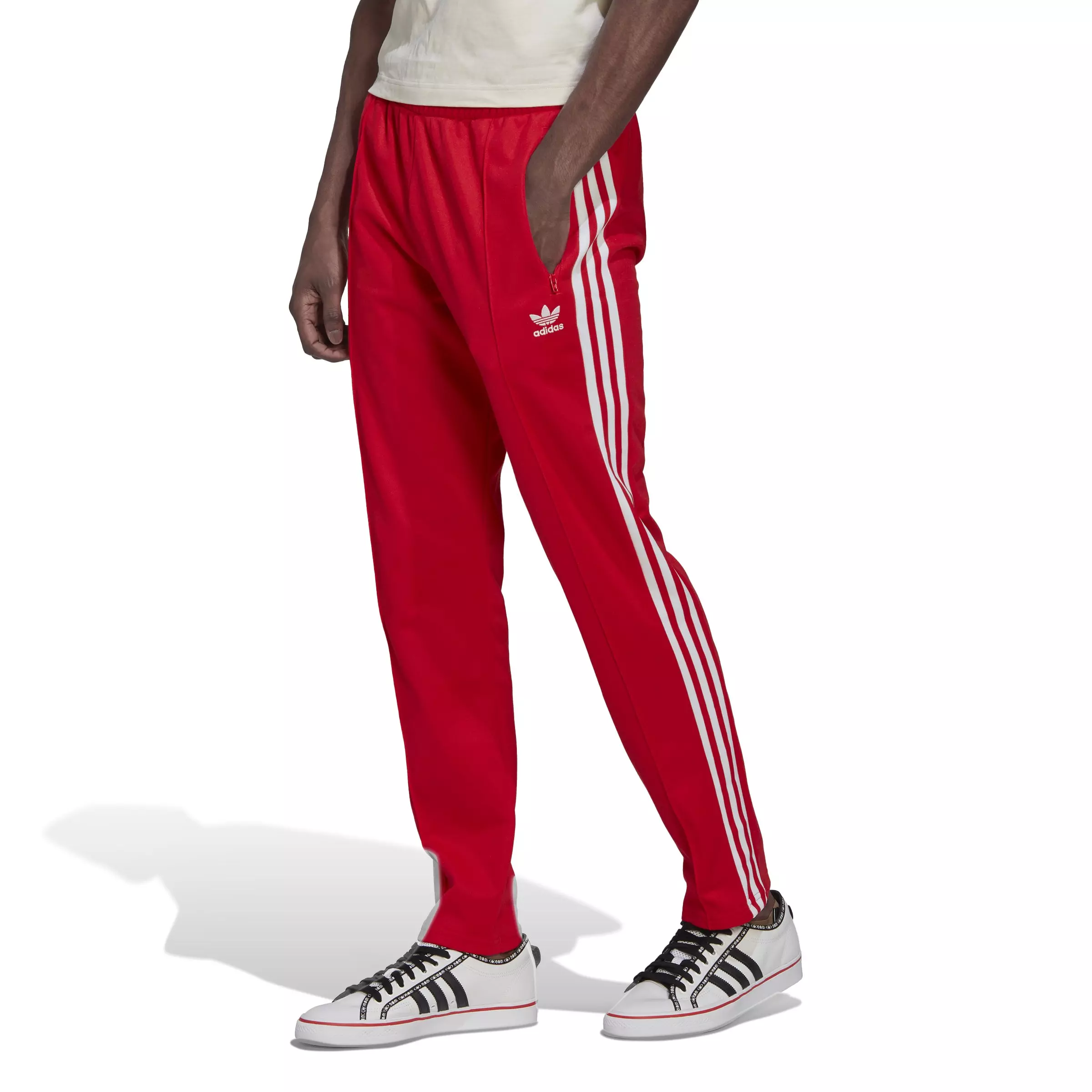 adidas Originals Men's Adicolor Classics Beckenbauer Primeblue Tracksuit Bottoms - Red - RED