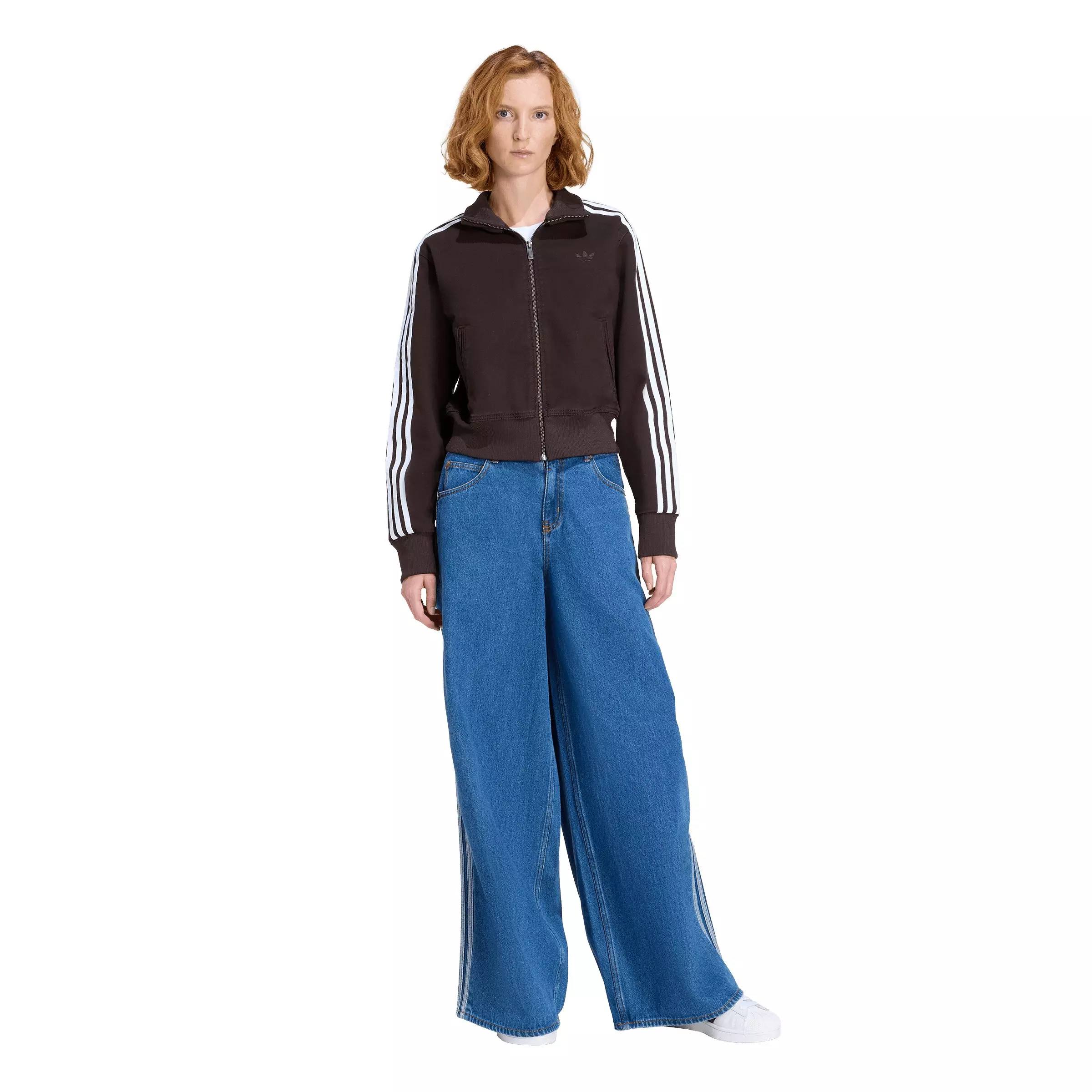 adidas Originals Women's Firebird Denim Track Jacket - Brown - BROWN