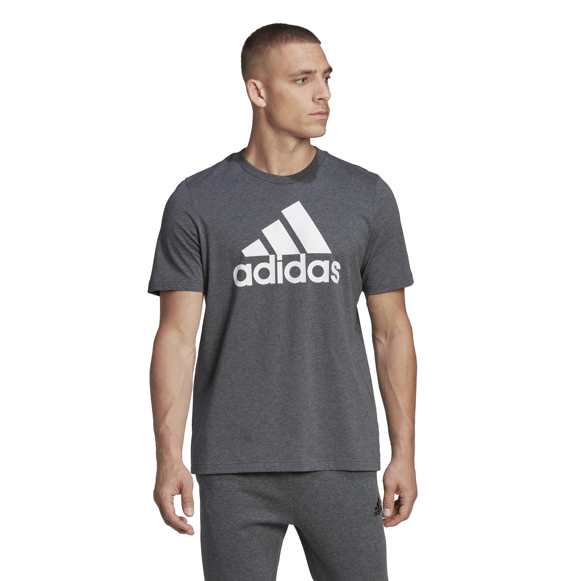 adidas Men's Essentials Big Logo T-Shirt - Dk Grey - GREY Thumbnail View 1