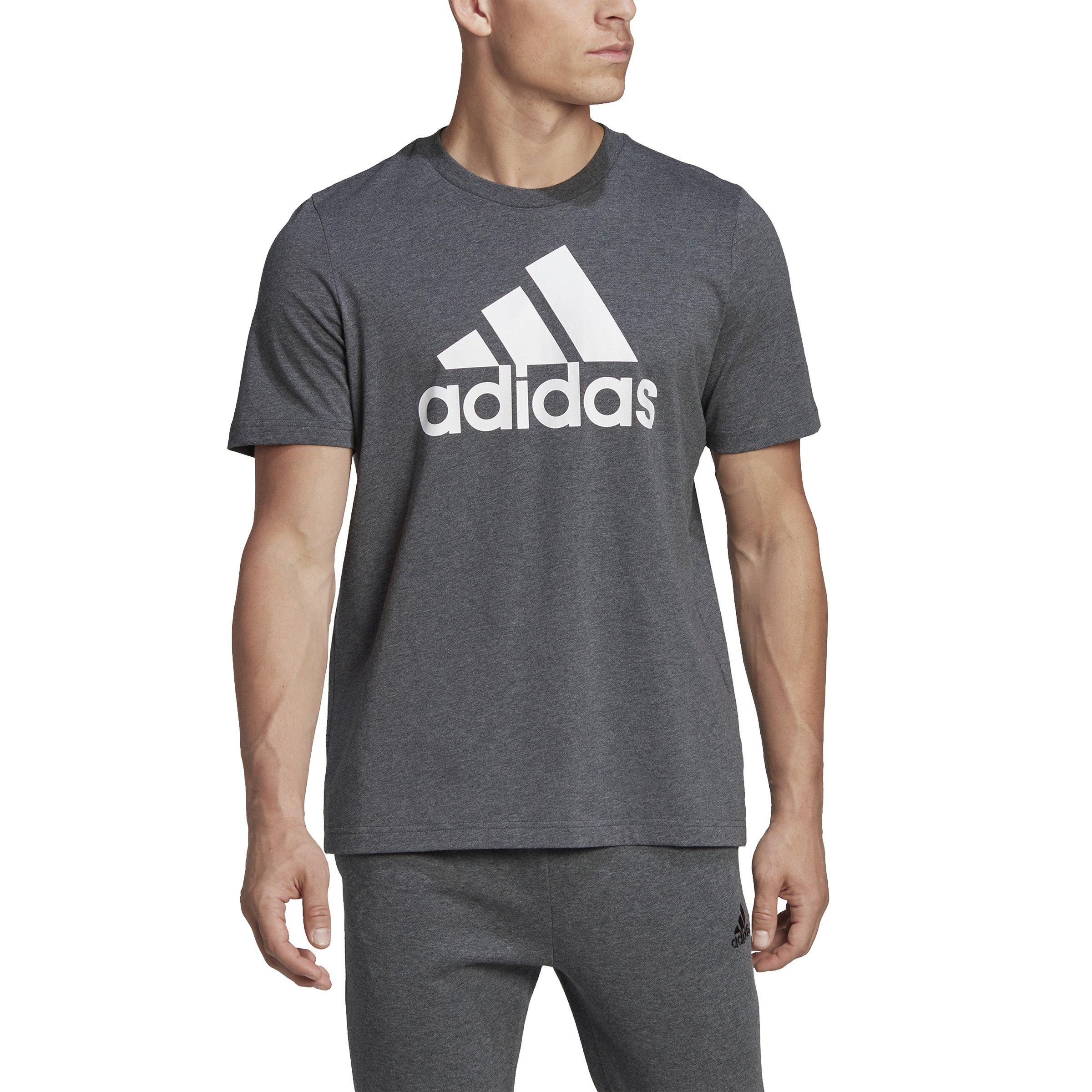 adidas Men's Essentials Big Logo T-Shirt - Dk Grey - GREY Thumbnail View 3
