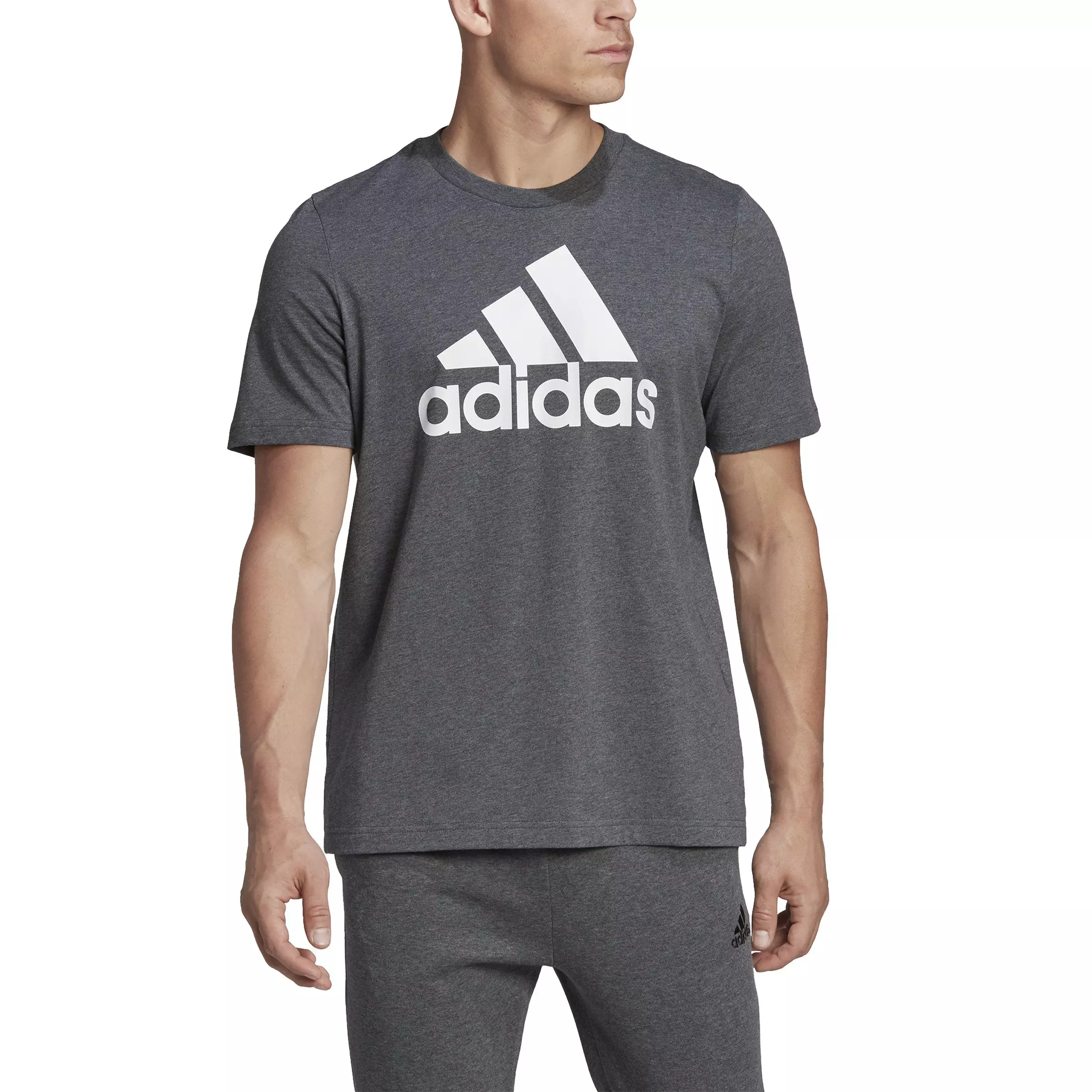 adidas Men's Essentials Big Logo T-Shirt - Dk Grey - GREY