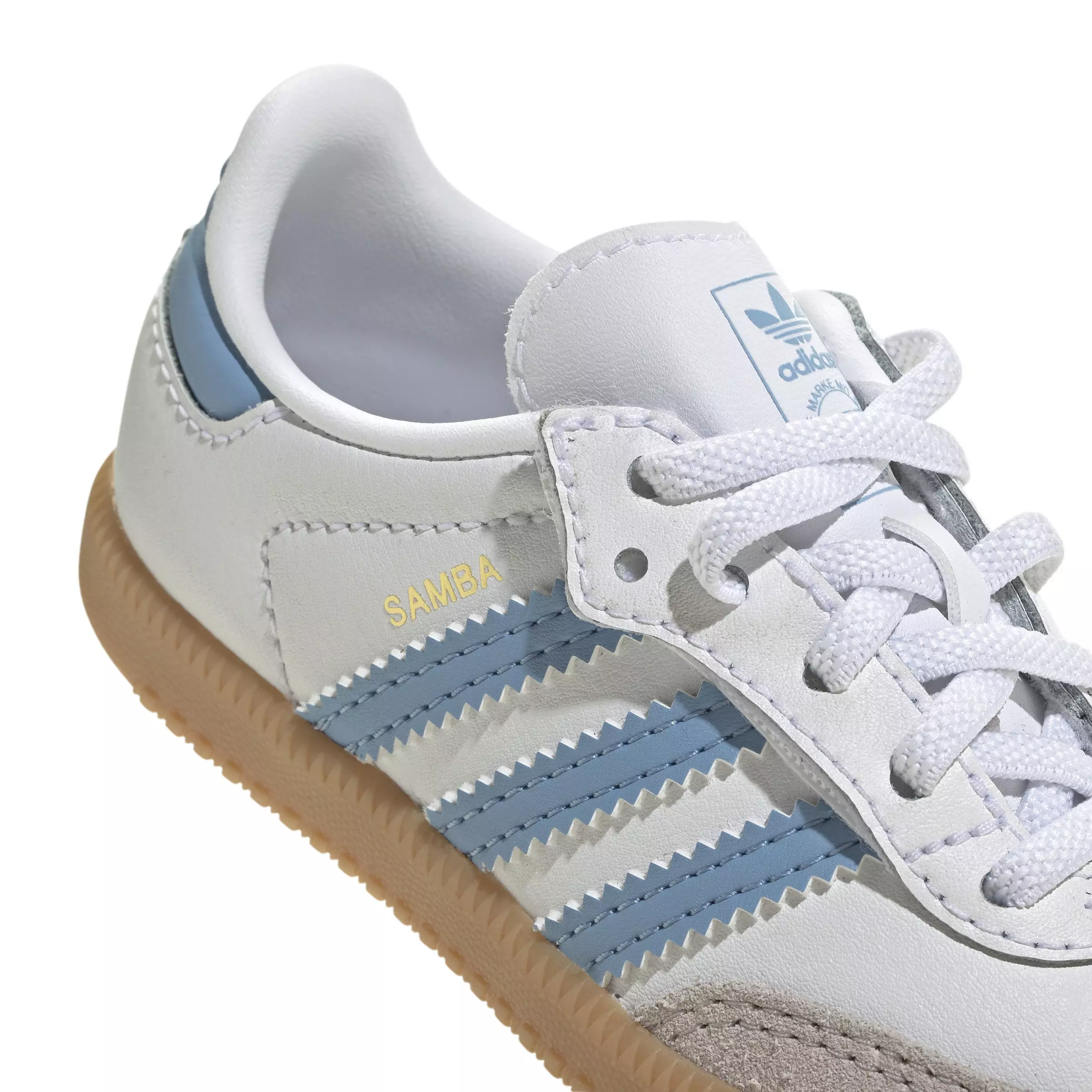 adidas Originals Samba OG Comfort Closure "Ftwr White/Ash Blue/Gum 3" Infant Boys' Shoe - WHITE/BLUE/GUM