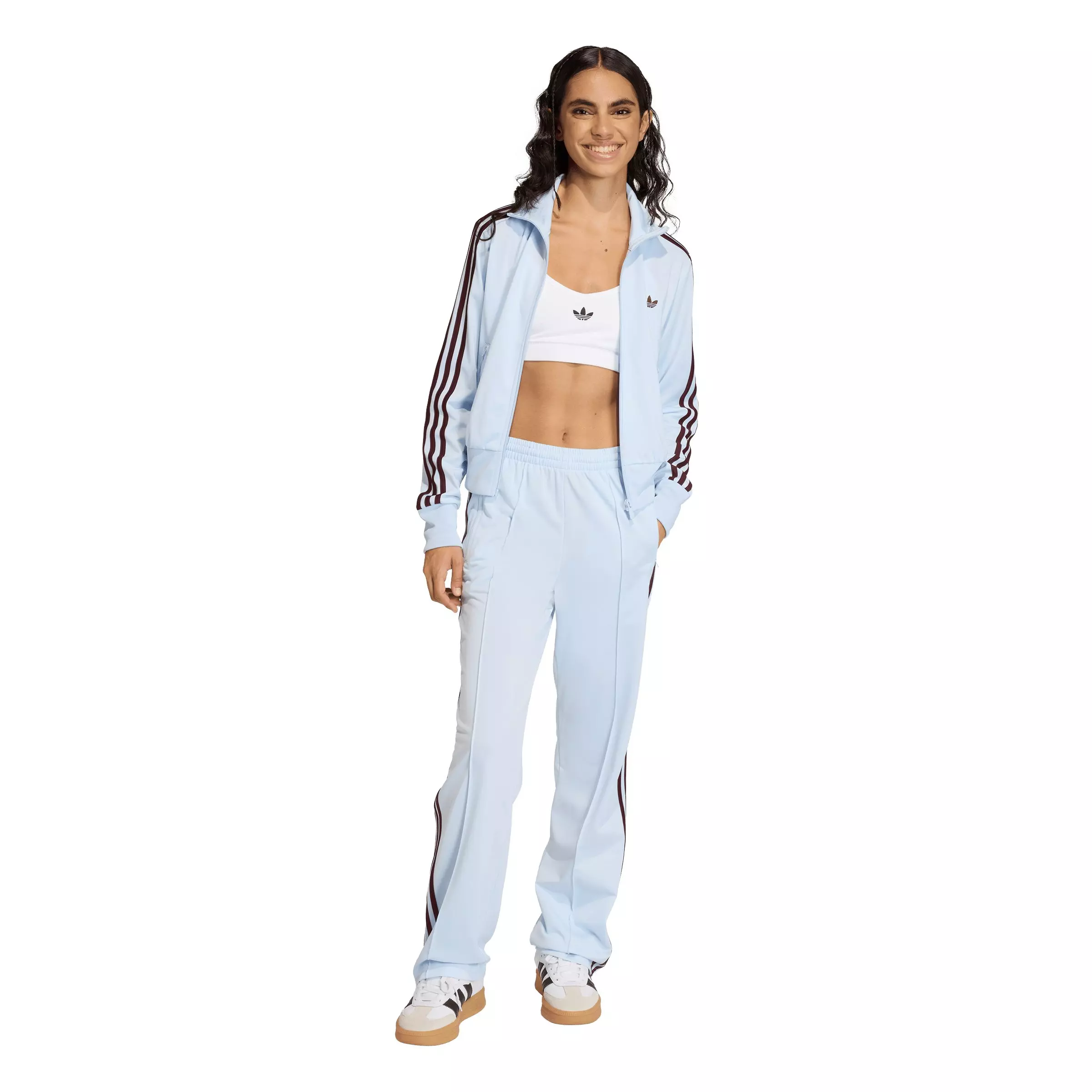 adidas Originals Women's Firebird Classic Track Top - Light Blue/Maroon - LIGHT BLUE/MAROOn