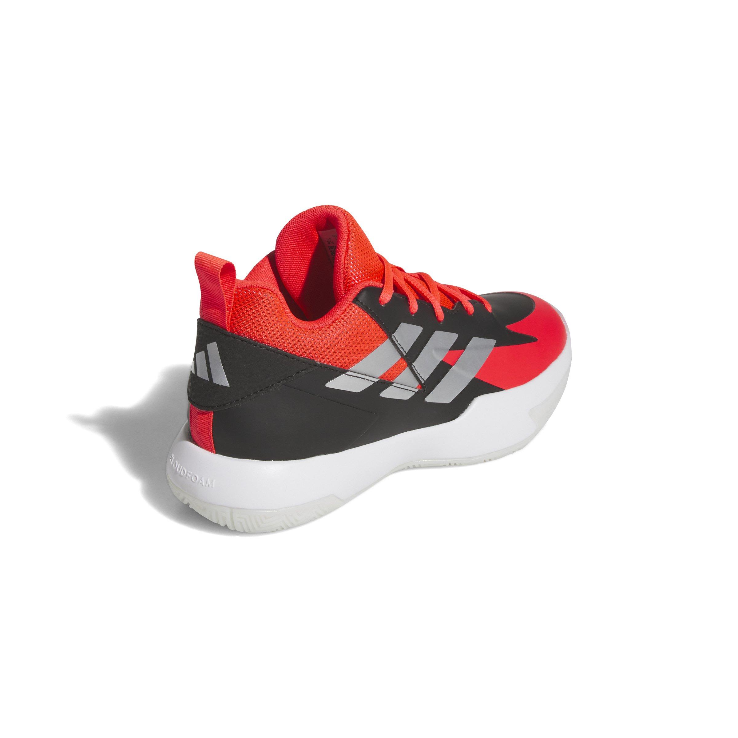 adidas Cross 'Em Up Select Grade School Boys' "White/Silver Metallic/Crystal White" Basketball Shoe