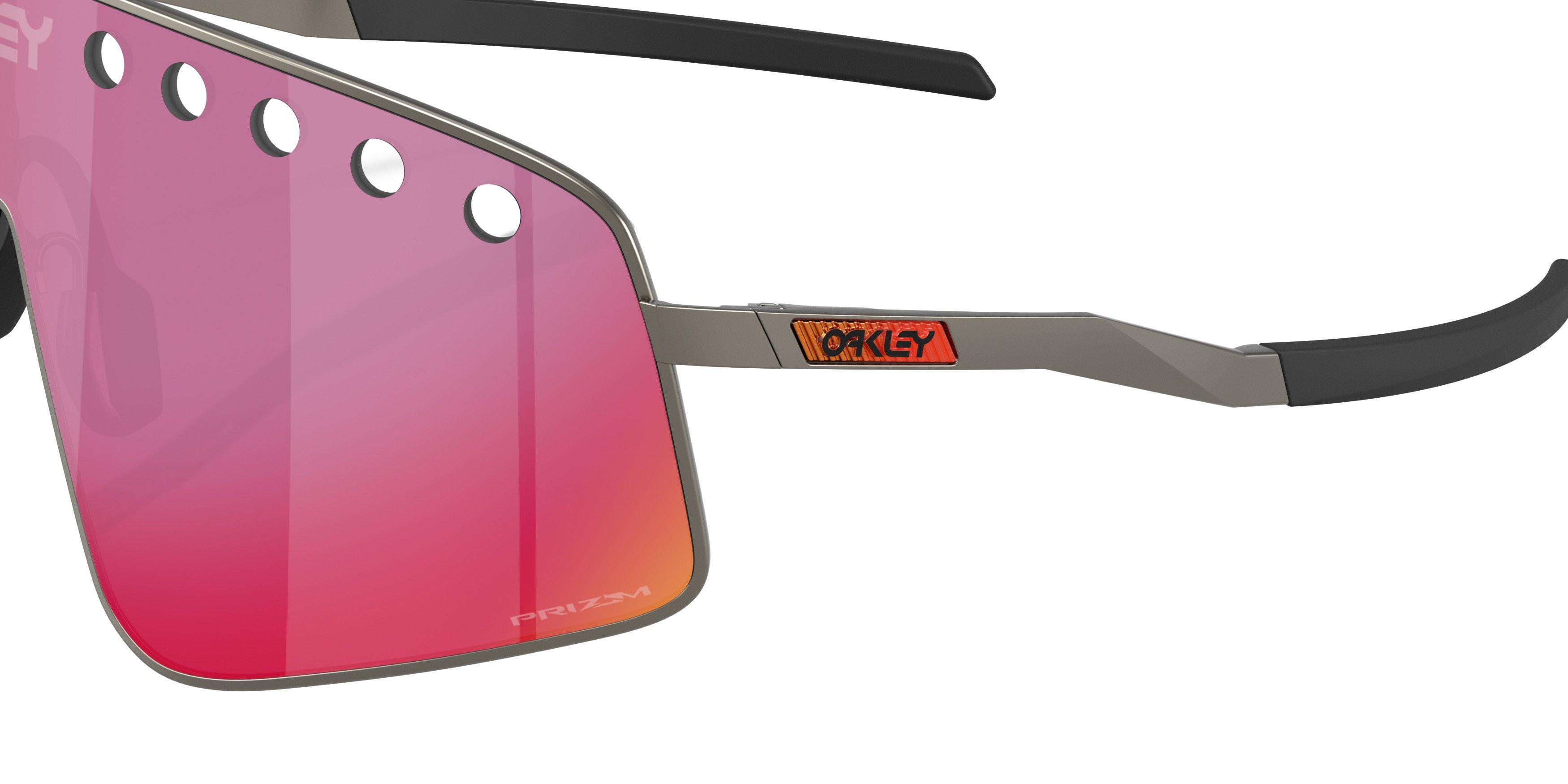 Oakley Sutro TI Sweep Prizm Road Sunglasses - Matte Gunmetal - GREY/RED Thumbnail View 5