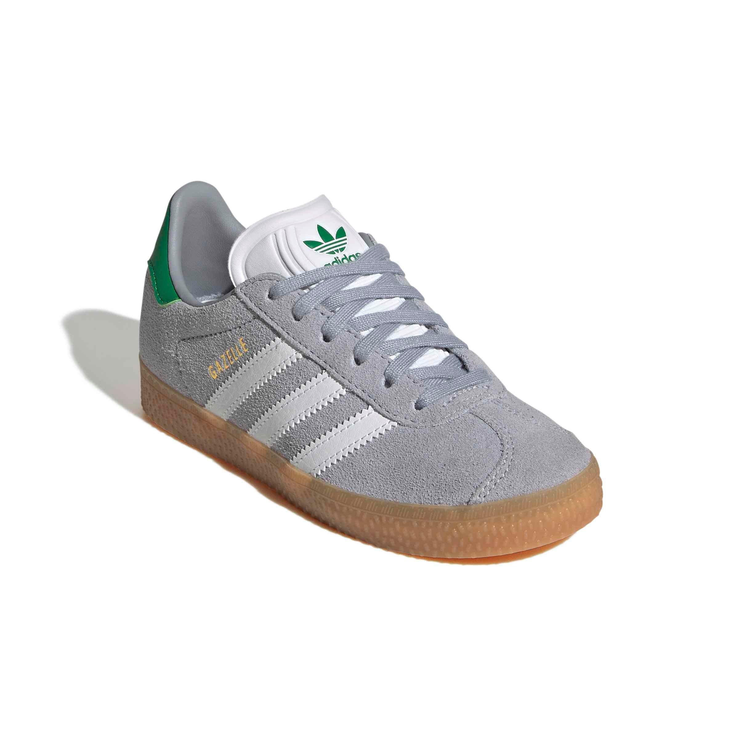 adidas Originals Gazelle Preschool Girls' "Halo Silver/Ftwr White/Green" Shoe