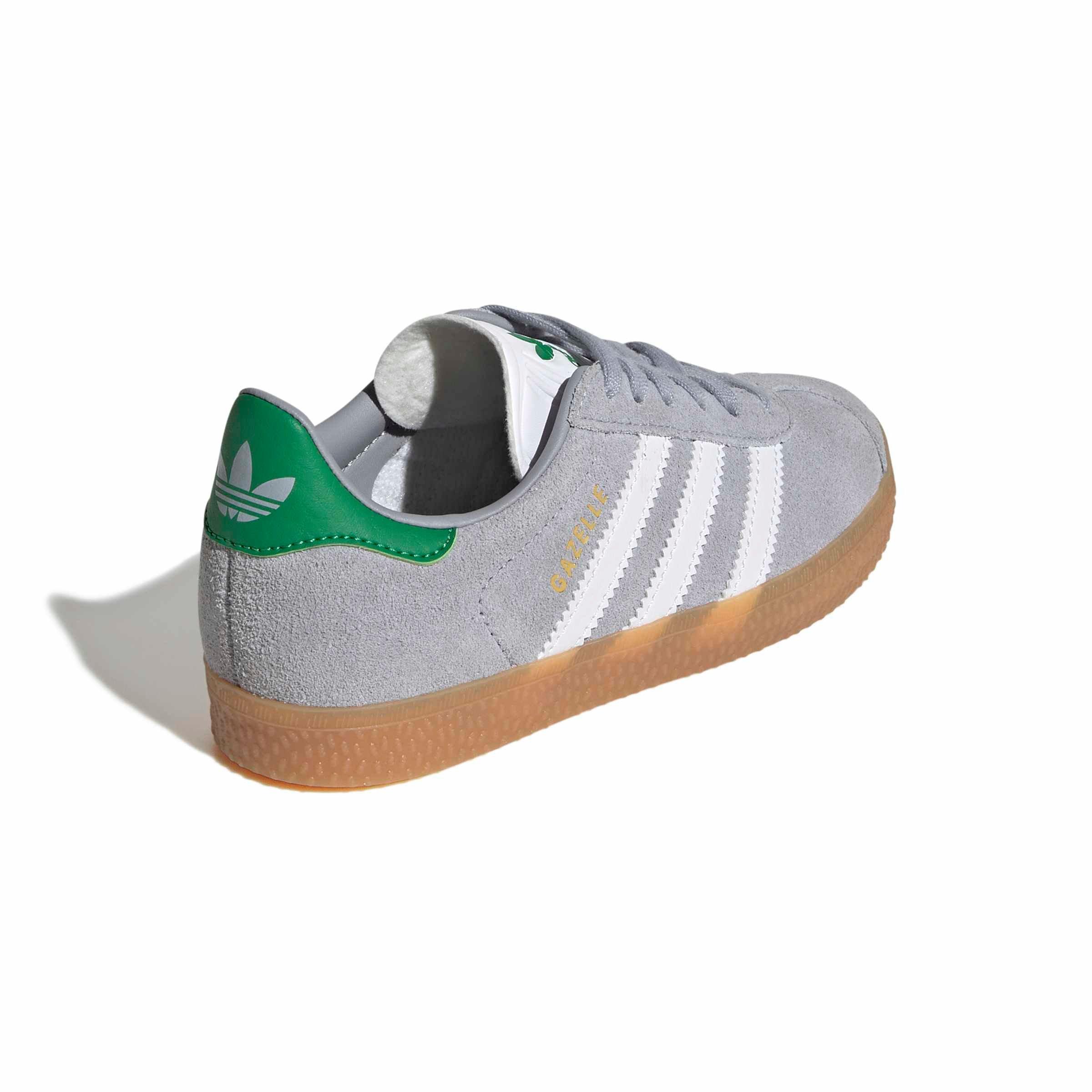 adidas Originals Gazelle Preschool Girls' "Halo Silver/Ftwr White/Green" Shoe