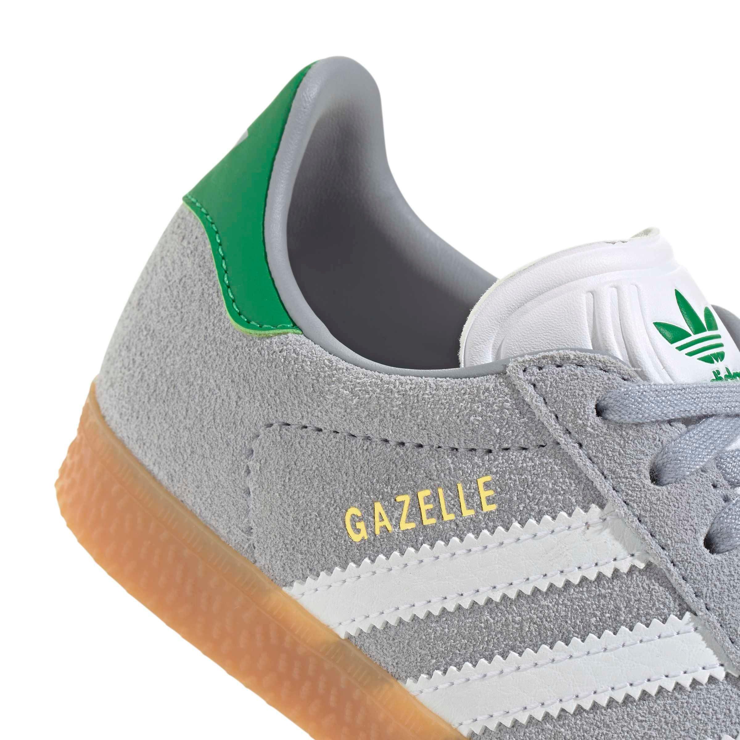 adidas Originals Gazelle Preschool Girls' "Halo Silver/Ftwr White/Green" Shoe