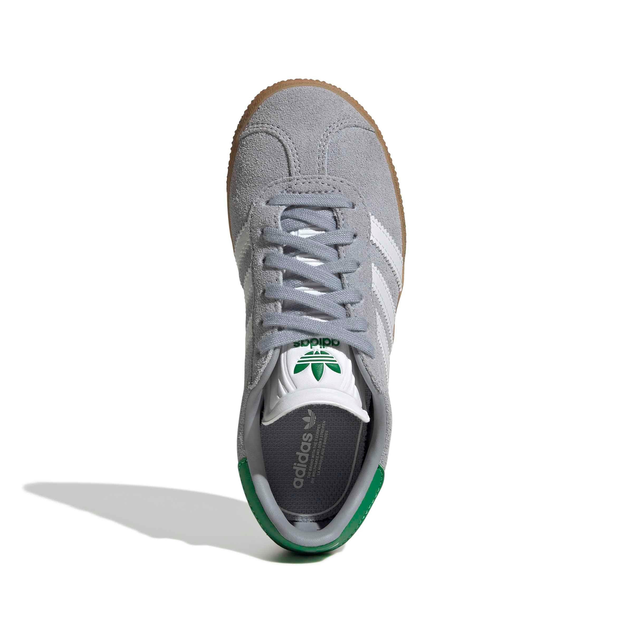 adidas Originals Gazelle Preschool Girls' "Halo Silver/Ftwr White/Green" Shoe