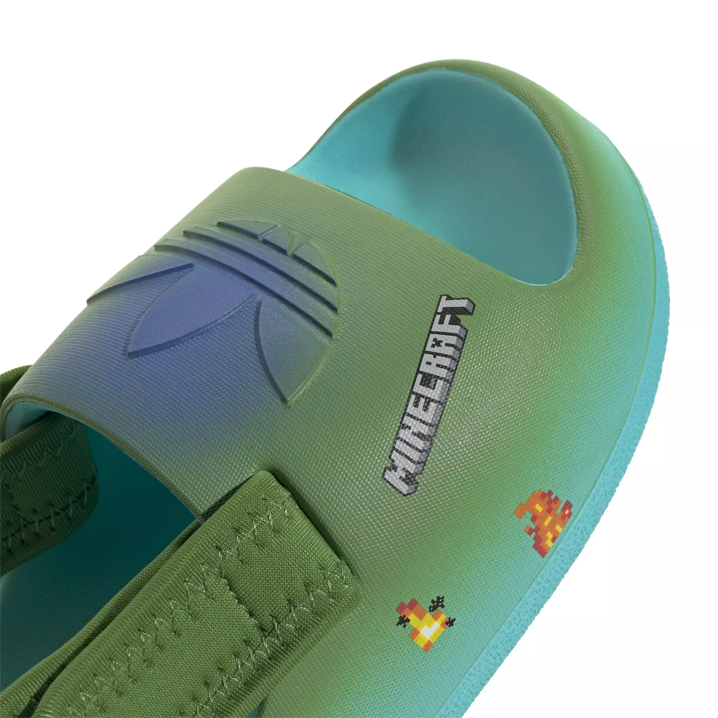 adidas Originals Adifom Adilette X Minecraft "Blue/Green" Preschool Boys' Slide - BLUE/GREEN