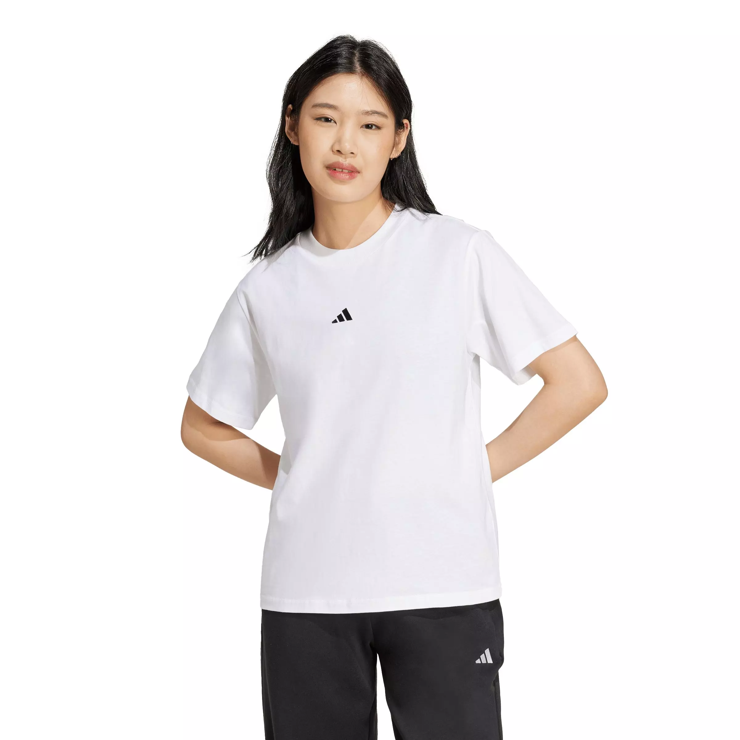 adidas Women's Essentials Small Logo Cotton T-Shirt - White - WHITE