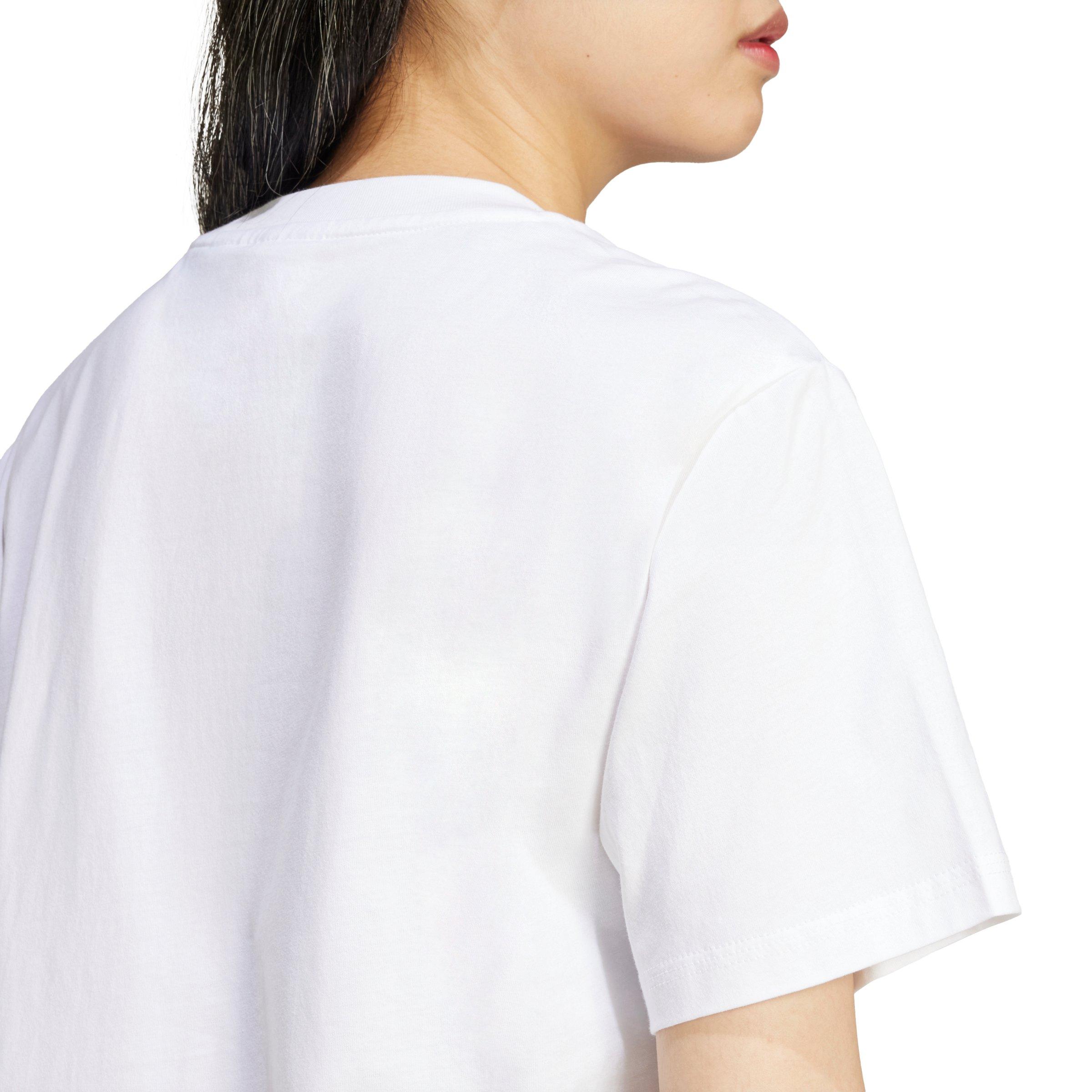 adidas Women's Essentials Small Logo Cotton T-Shirt - White - WHITE Thumbnail View 4