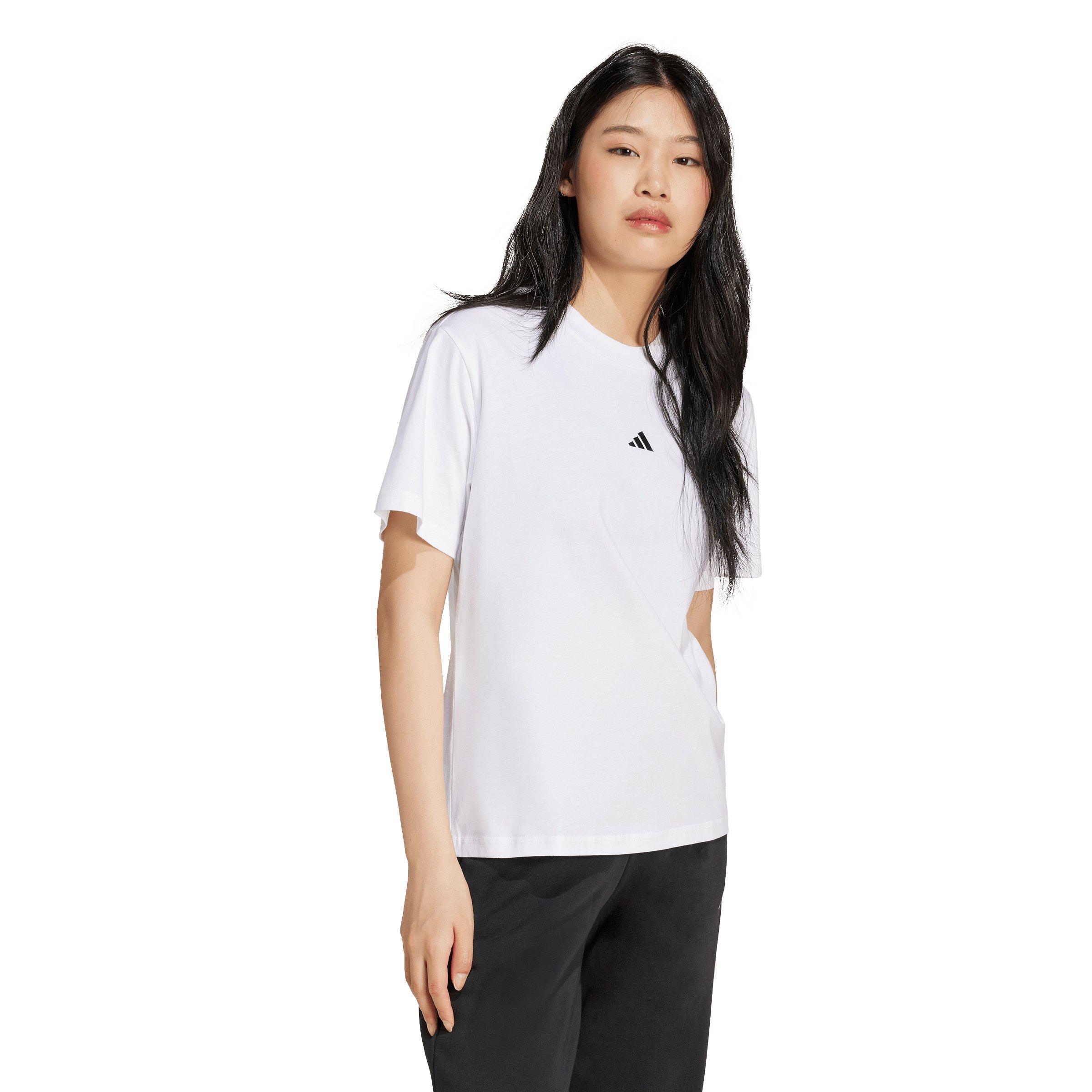 adidas Women's Essentials Small Logo Cotton T-Shirt - White - WHITE Thumbnail View 5