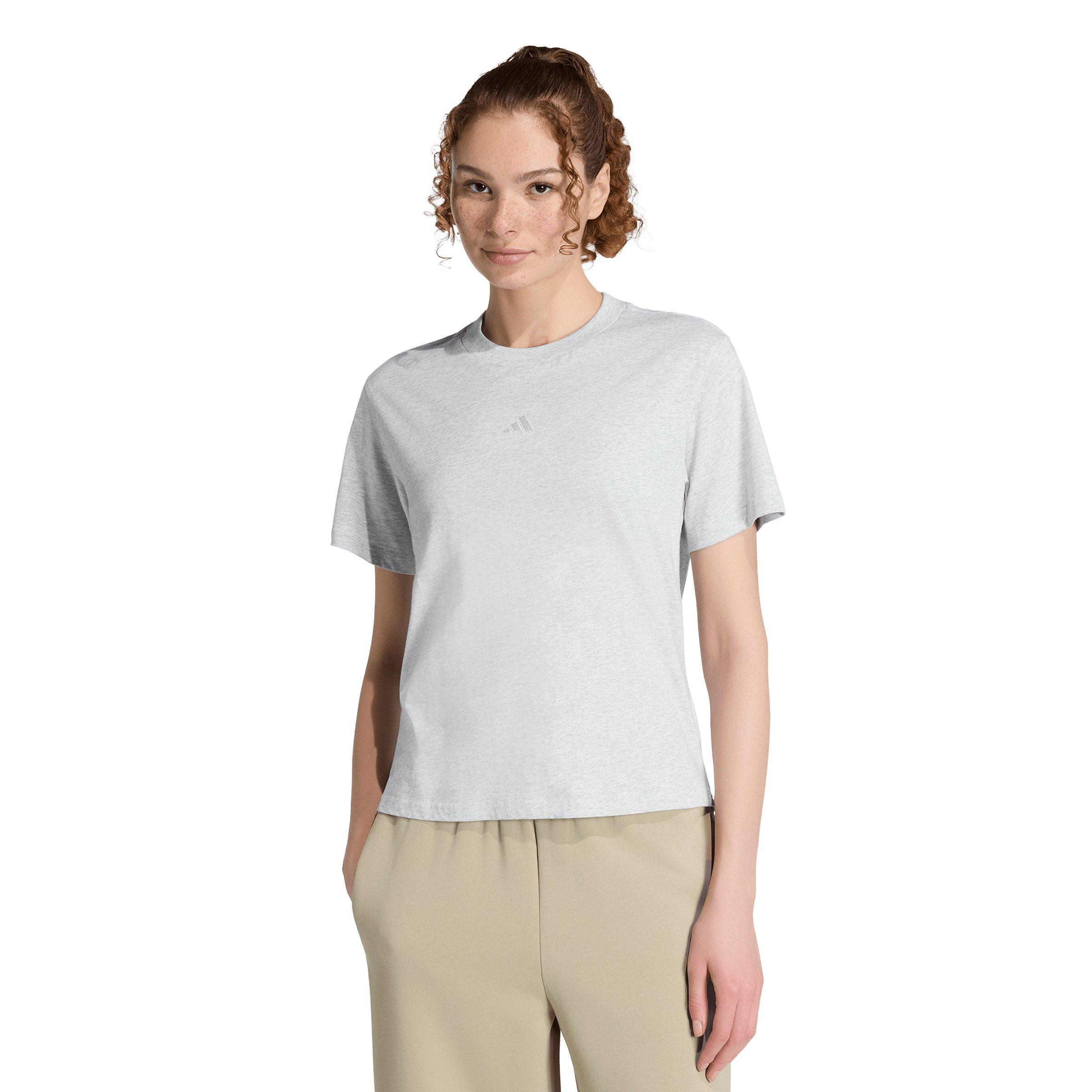 adidas Women's Essentials Small Logo Cotton T-Shirt - Light Grey - LIGHT GREY Thumbnail View 1