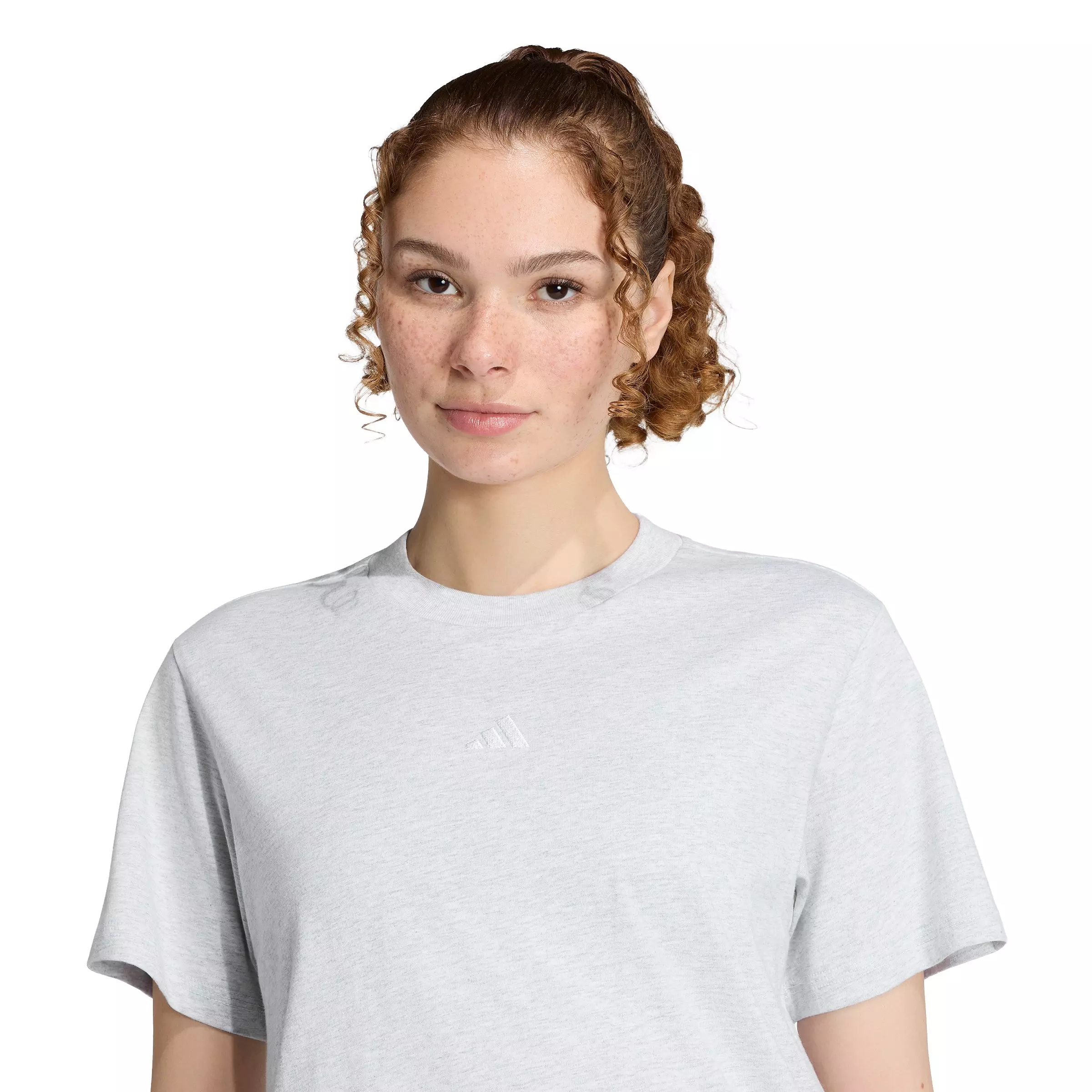 adidas Women's Essentials Small Logo Cotton T-Shirt - Light Grey - LIGHT GREY