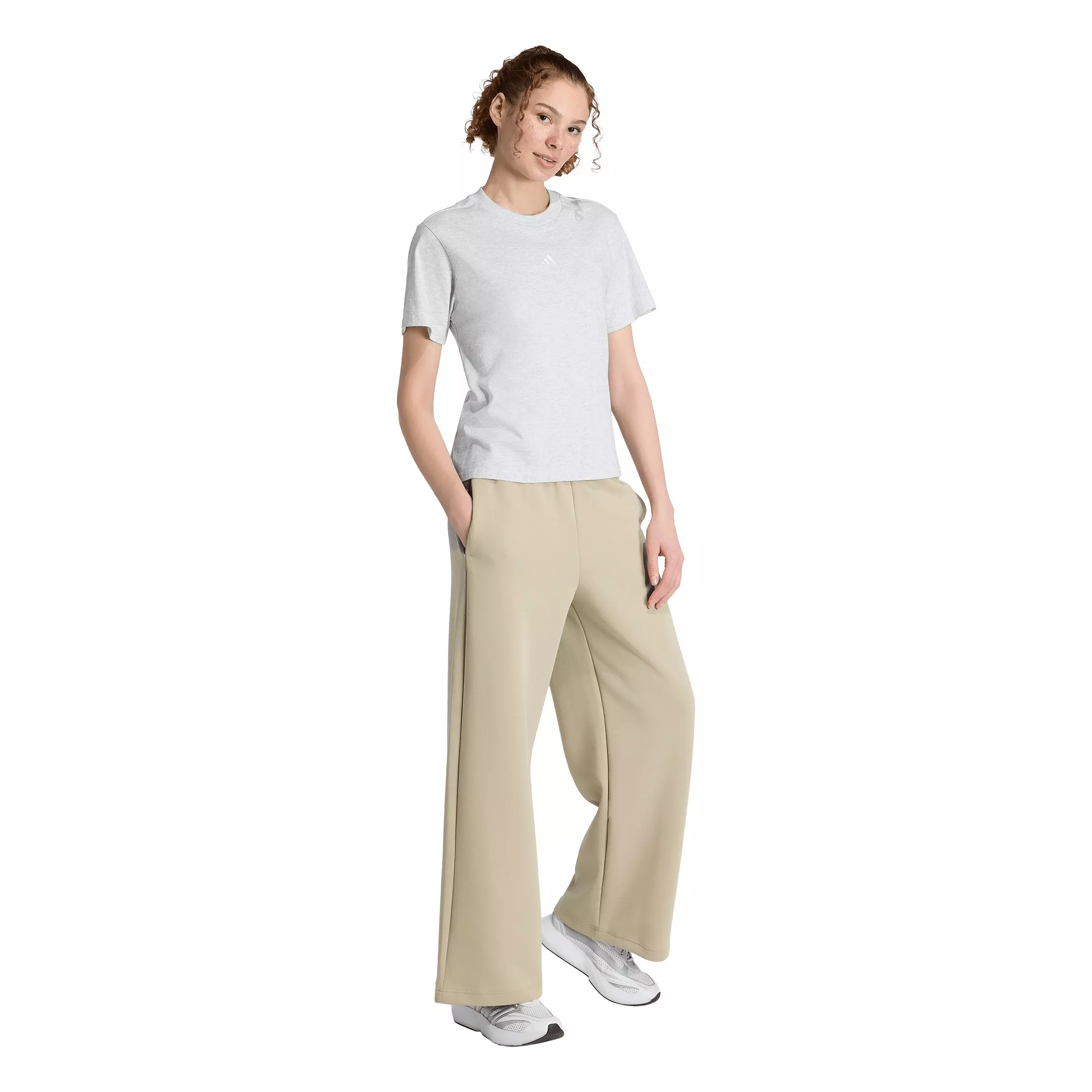 adidas Women's Essentials Small Logo Cotton T-Shirt - Light Grey - LIGHT GREY