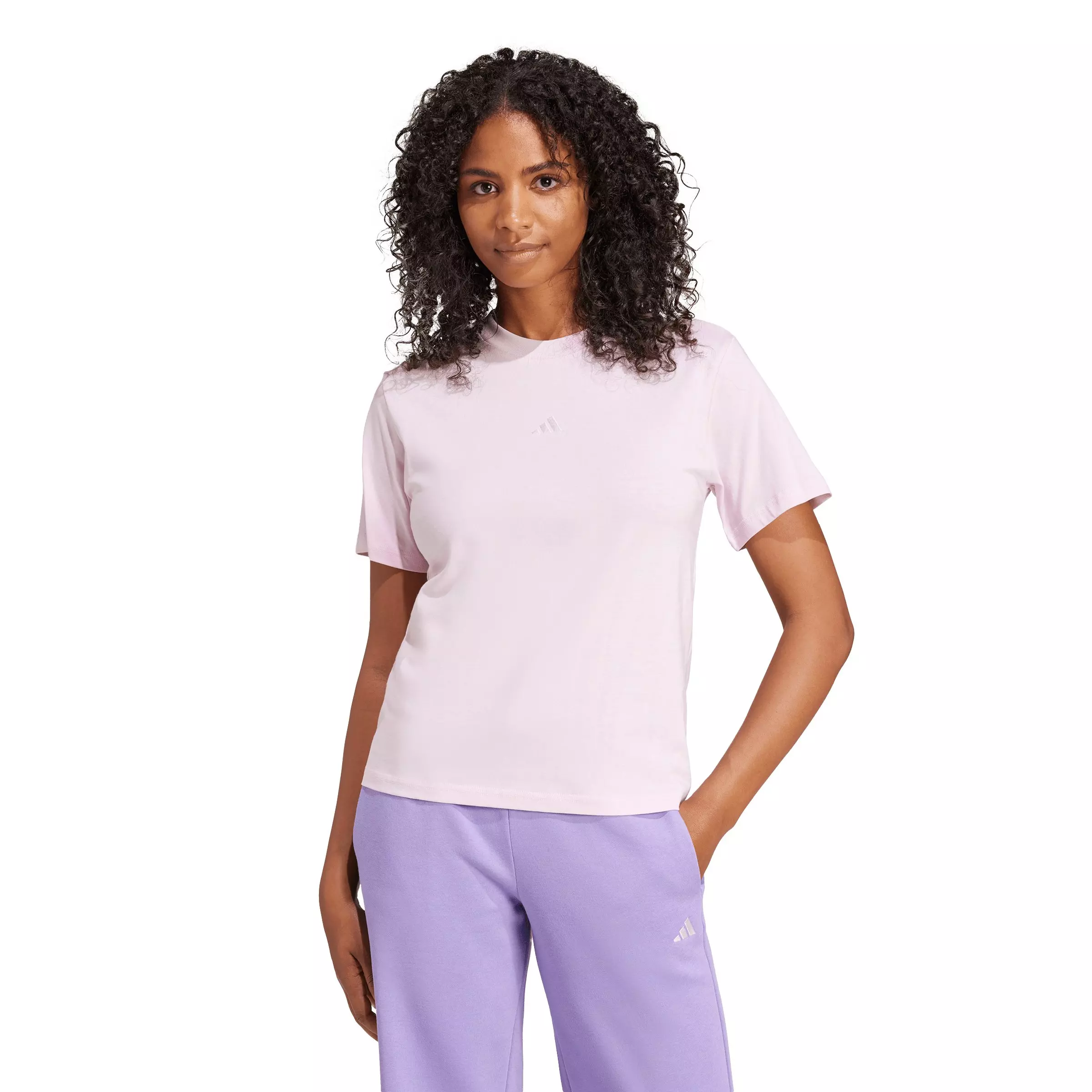 adidas Women's Essentials Small Logo Cotton T-Shirt - Light Pink - LIGHT PINK