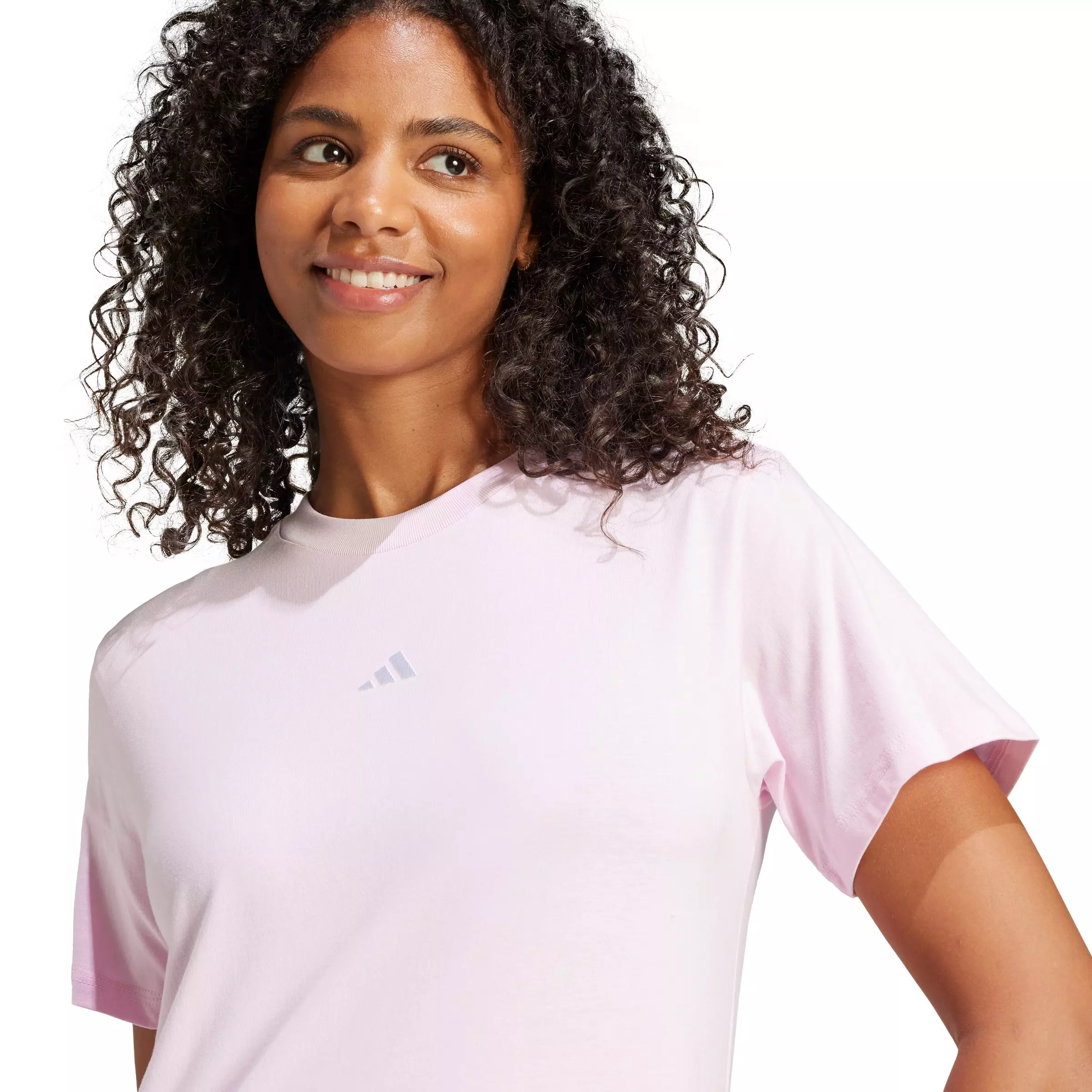 adidas Women's Essentials Small Logo Cotton T-Shirt - Light Pink - LIGHT PINK