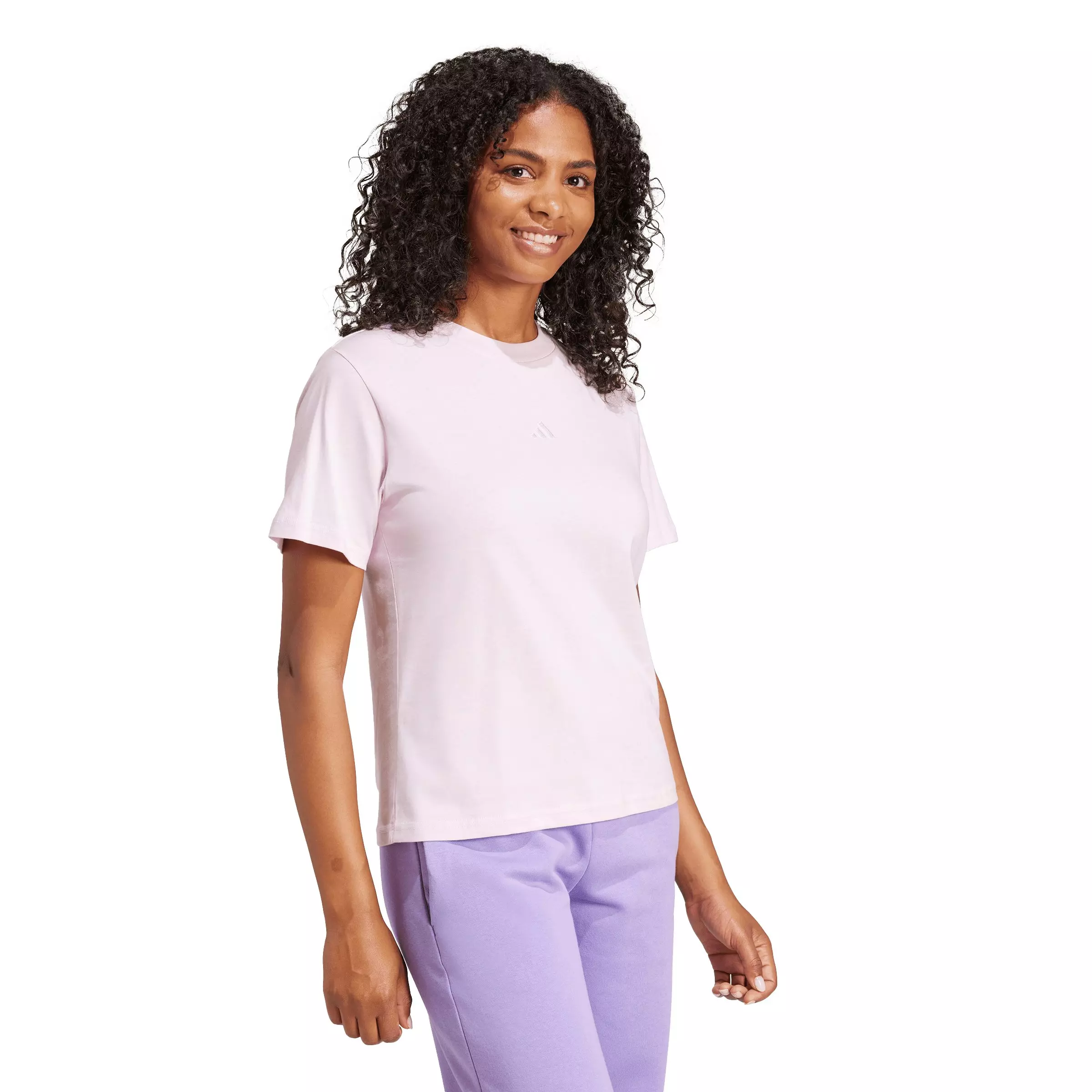 adidas Women's Essentials Small Logo Cotton T-Shirt - Light Pink - LIGHT PINK