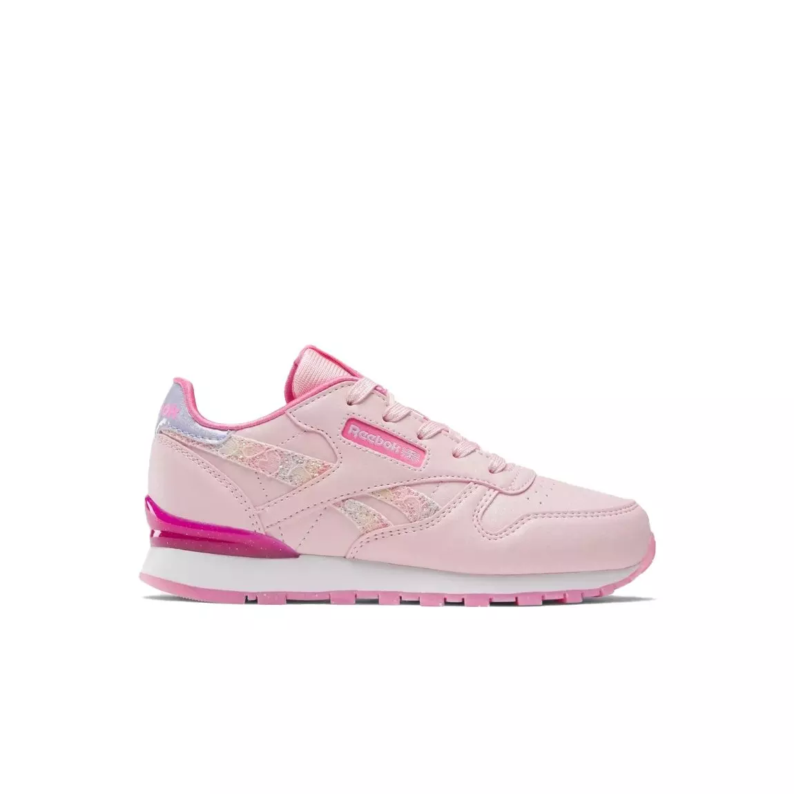Reebok Classic Leather Step 'N Flash "Pink Glow/Lucid Lilac/White" Preschool Girls' Shoe - PINK/LILAC/WHITE
