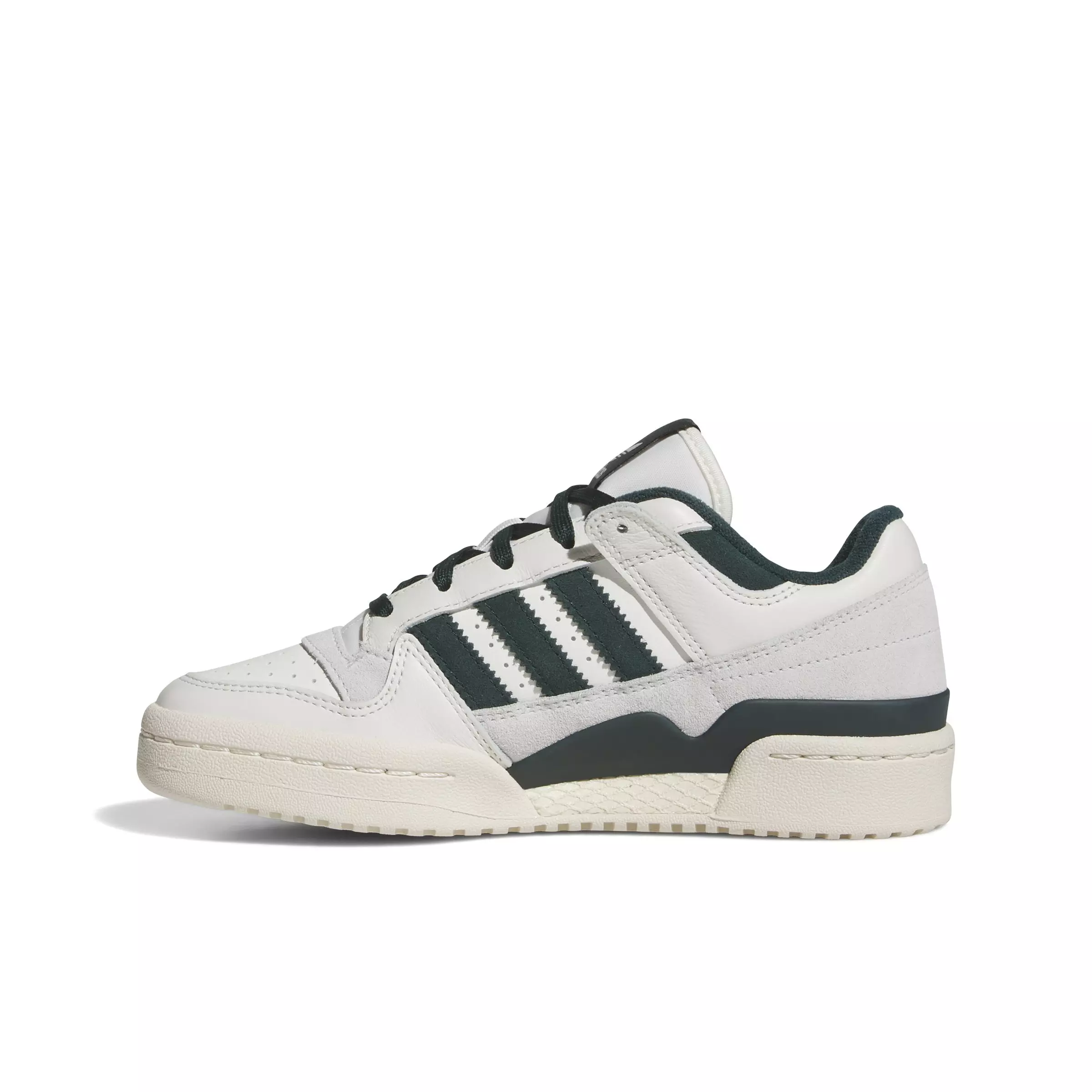 adidas Forum Low CL "Cloud White/Aurora Ivy/Wonder White" Grade School Boys' Shoe - WHITE/IVY/WHITE