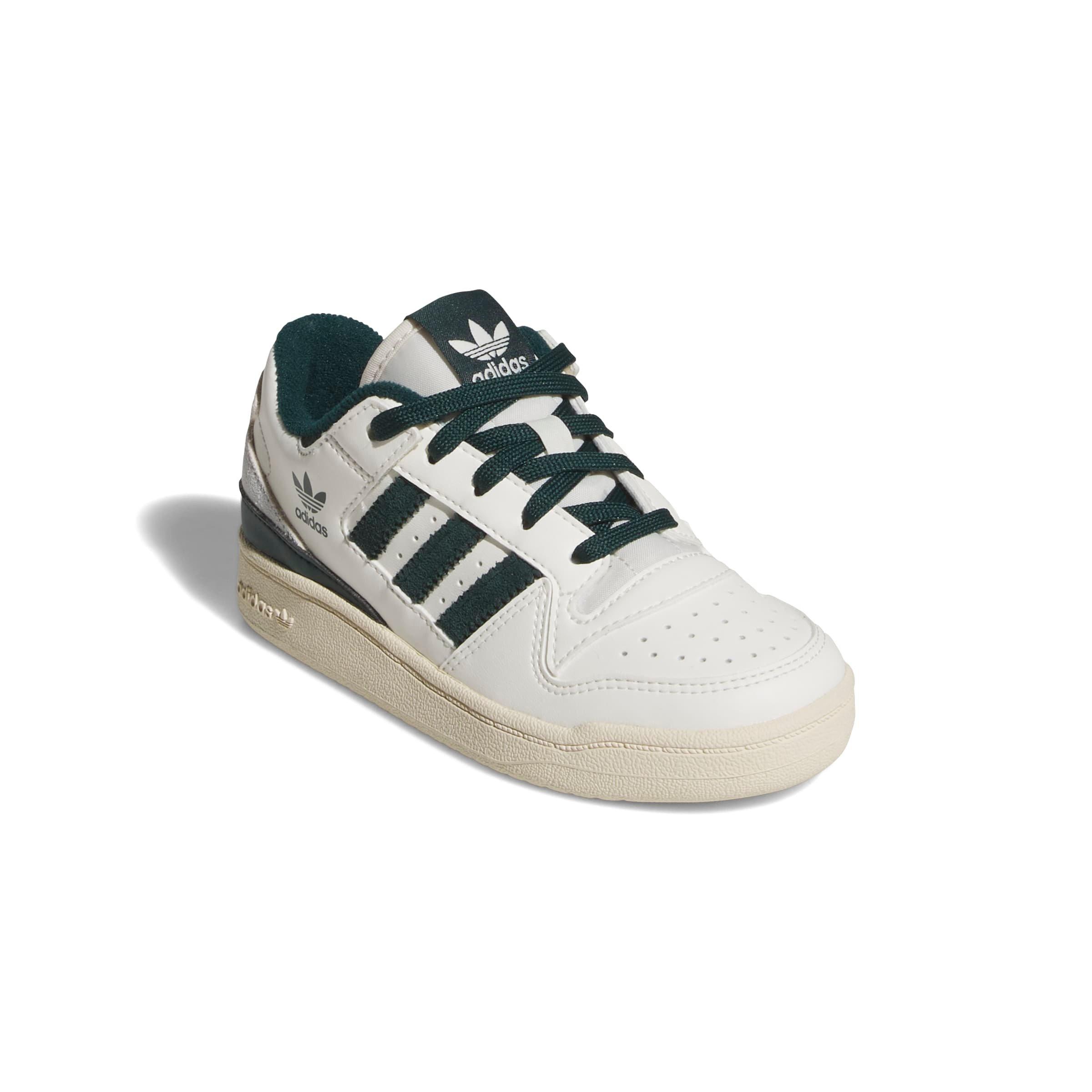 adidas Forum Low CL "Cloud White/Aurora Ivy/Wonder White" Preschool Boys' Shoe - WHITE/IVY/WHITE Thumbnail View 3