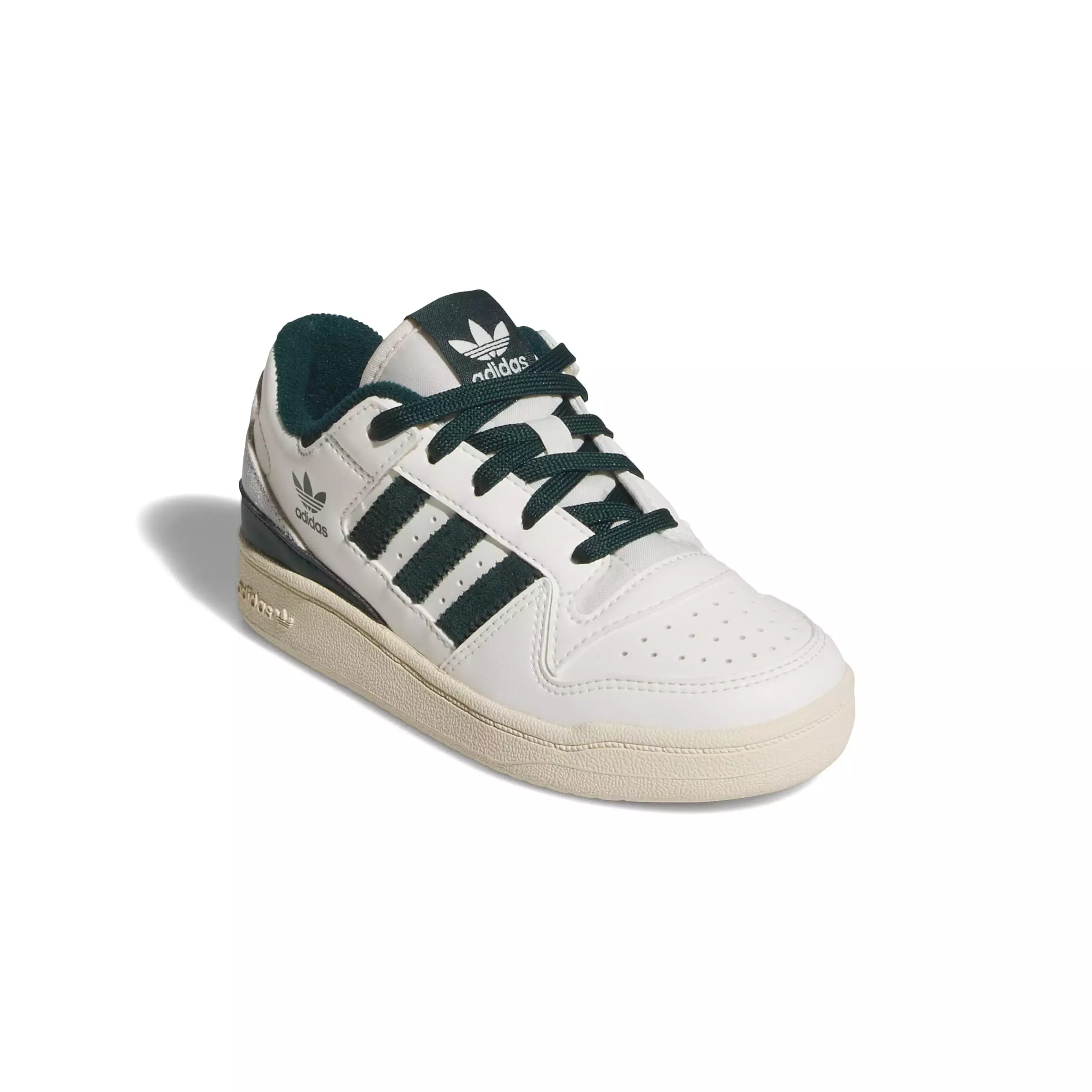 adidas Forum Low CL "Cloud White/Aurora Ivy/Wonder White" Preschool Boys' Shoe - WHITE/IVY/WHITE
