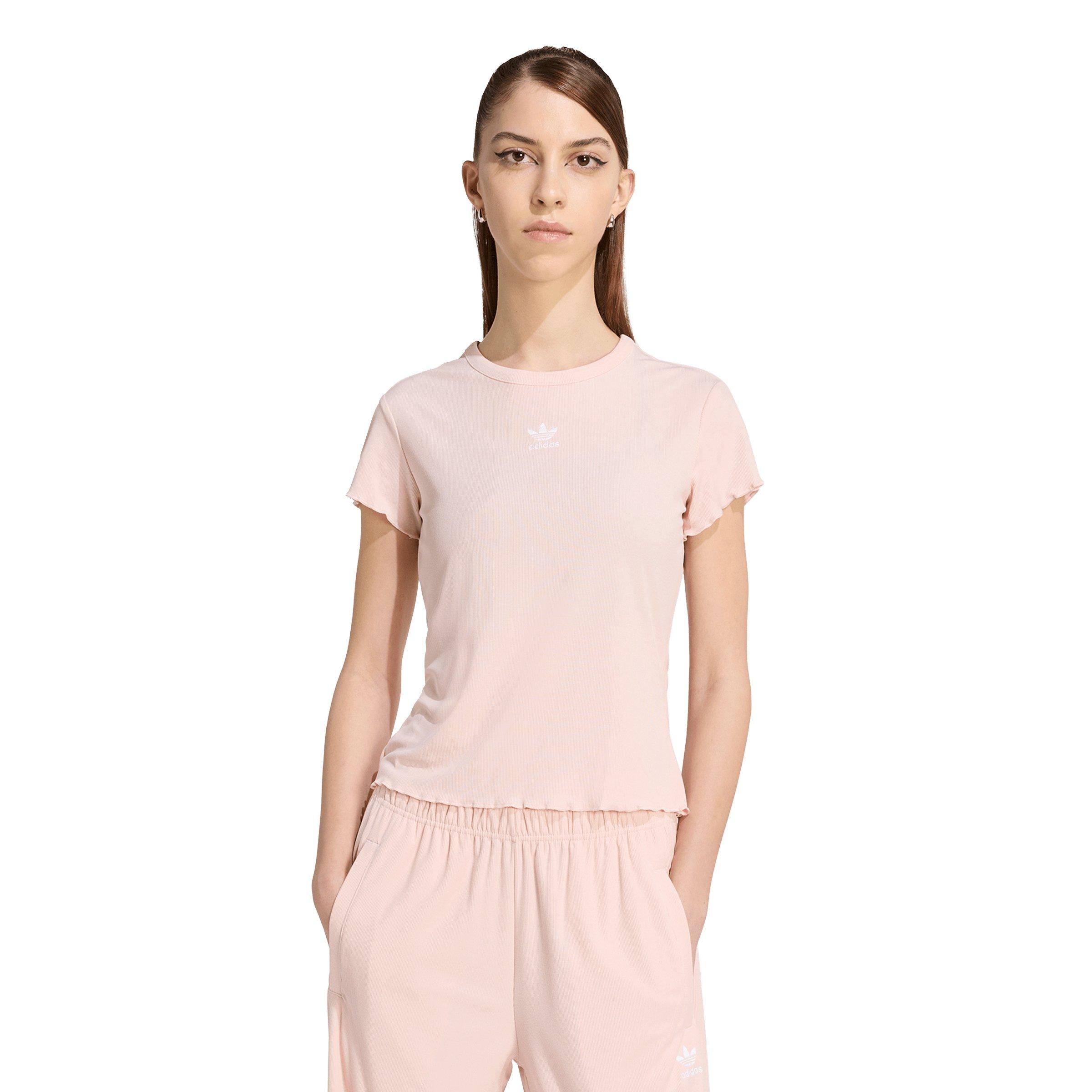 adidas Originals Women's Essentials Scalloped Edge Baby T-Shirt - Pink - PINK Thumbnail View 1