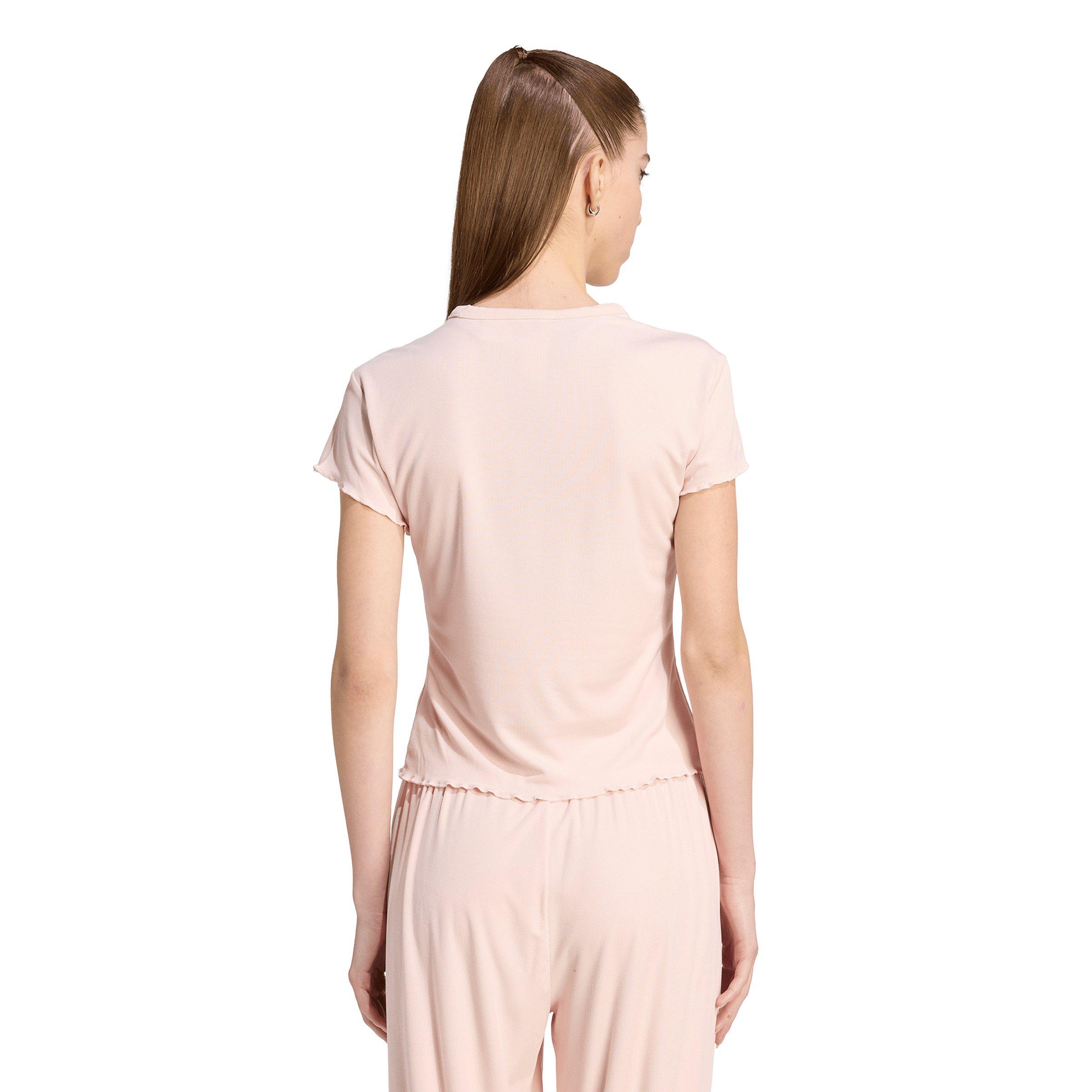 adidas Originals Women's Essentials Scalloped Edge Baby T-Shirt - Pink - PINK Thumbnail View 2