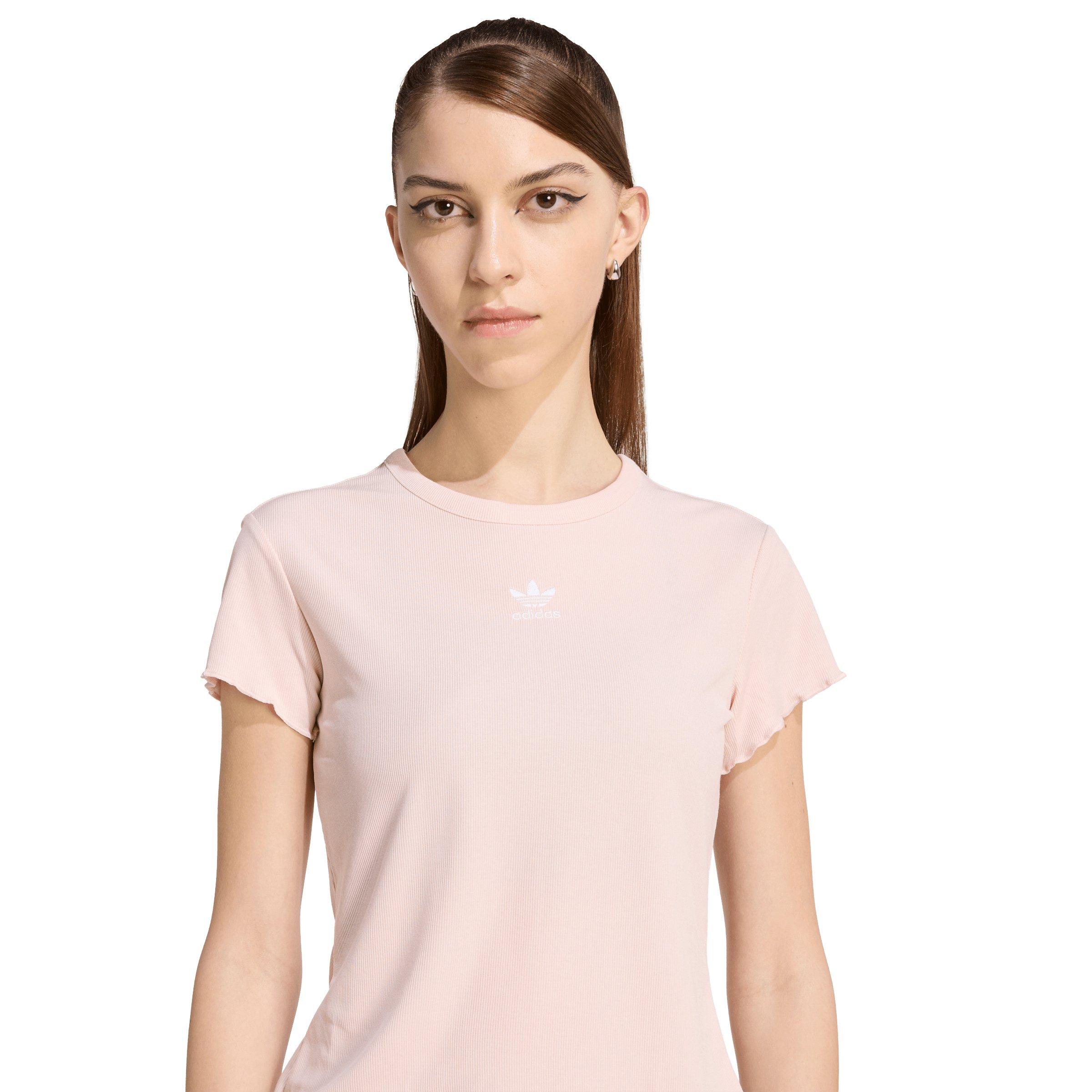 adidas Originals Women's Essentials Scalloped Edge Baby T-Shirt - Pink - PINK Thumbnail View 3