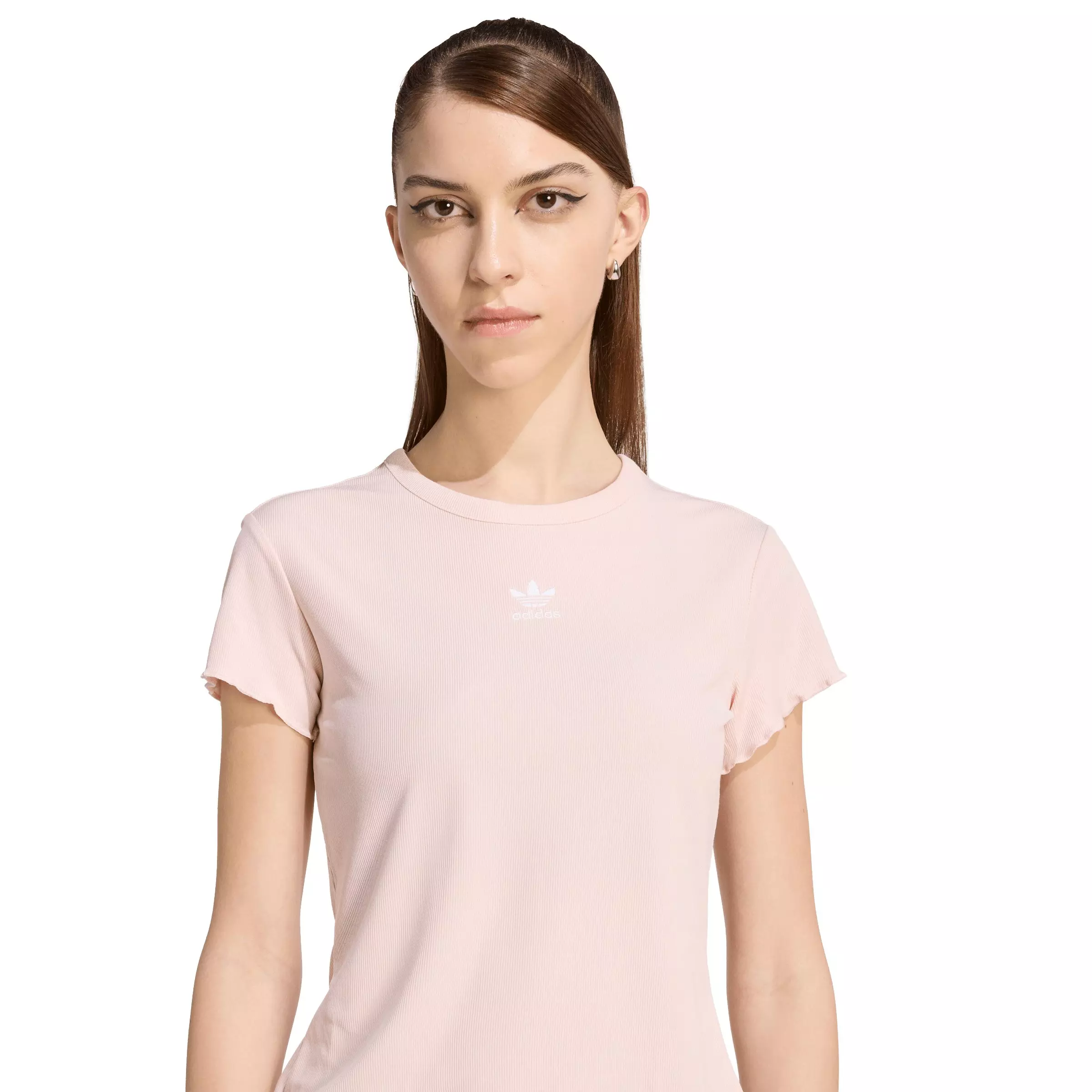 adidas Originals Women's Essentials Scalloped Edge Baby T-Shirt - Pink - PINK