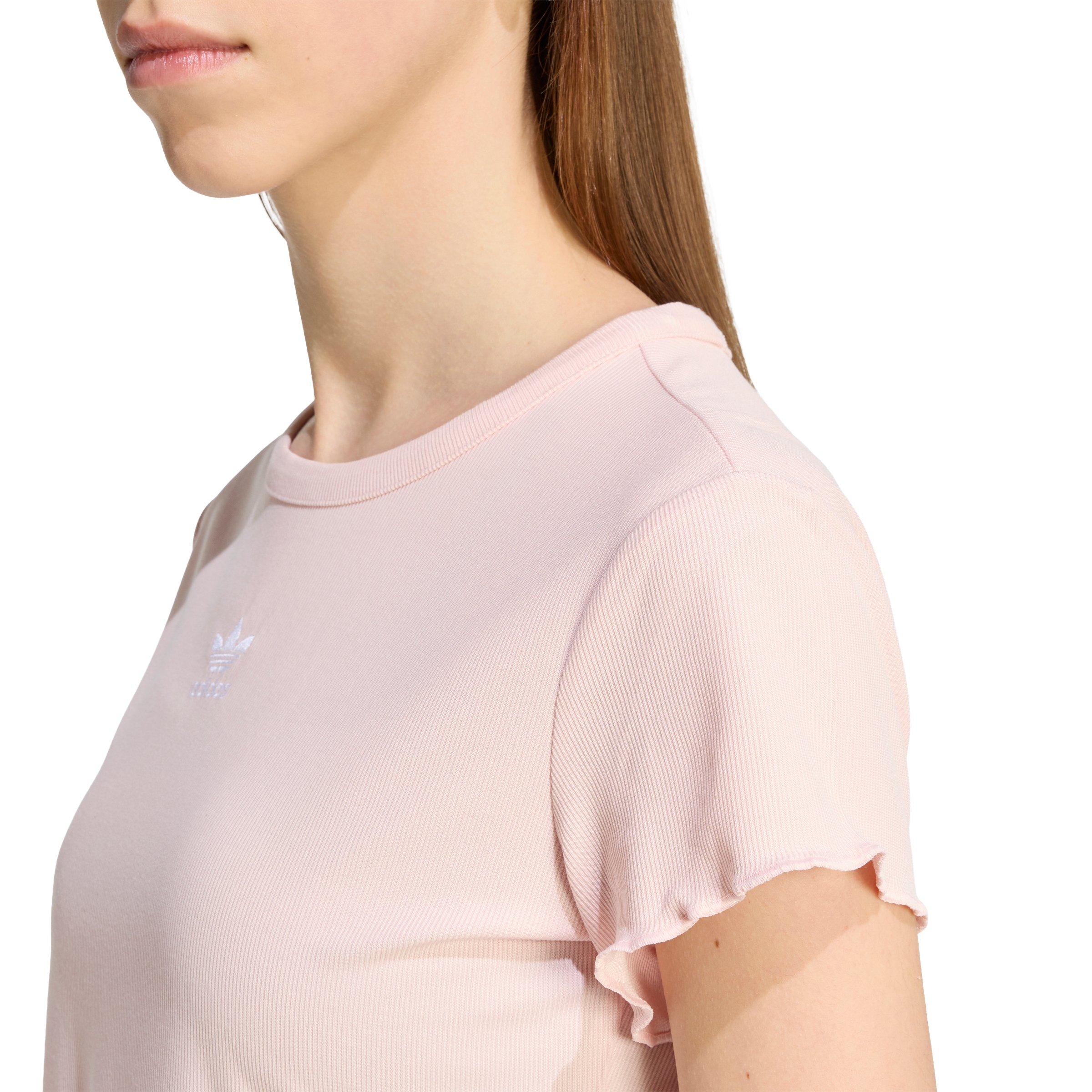 adidas Originals Women's Essentials Scalloped Edge Baby T-Shirt - Pink - PINK Thumbnail View 4