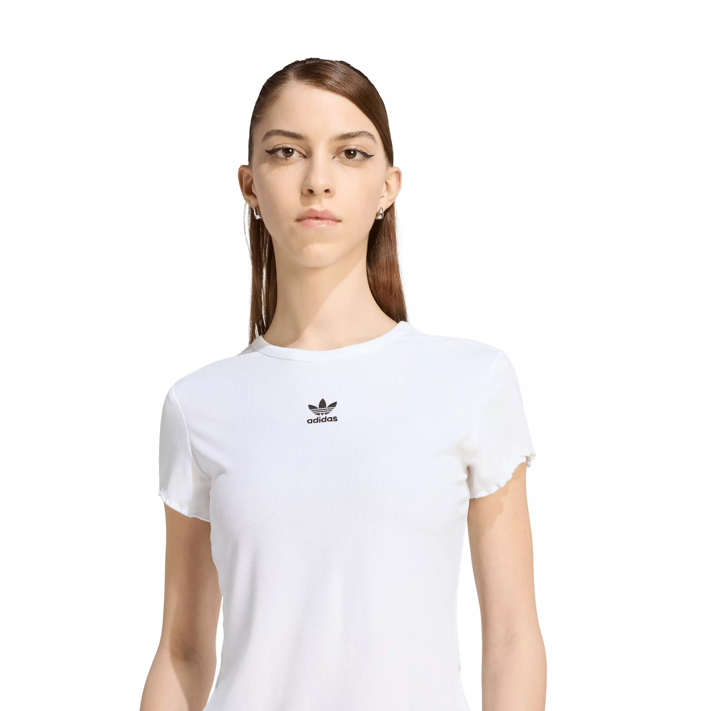 adidas Originals Women's Essentials Scalloped Edge Baby T-Shirt - White - WHITE