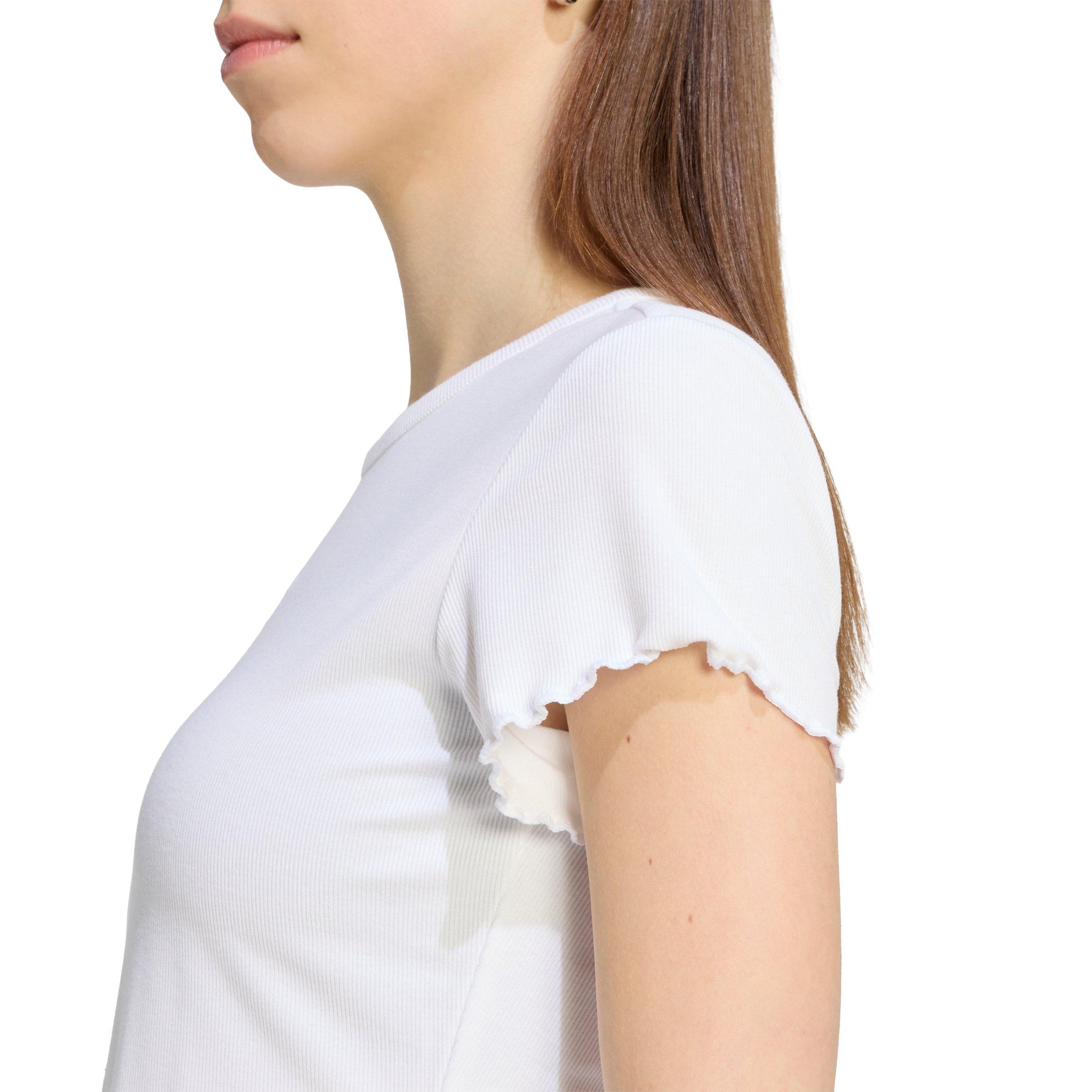 adidas Originals Women's Essentials Scalloped Edge Baby T-Shirt - White - WHITE Thumbnail View 4