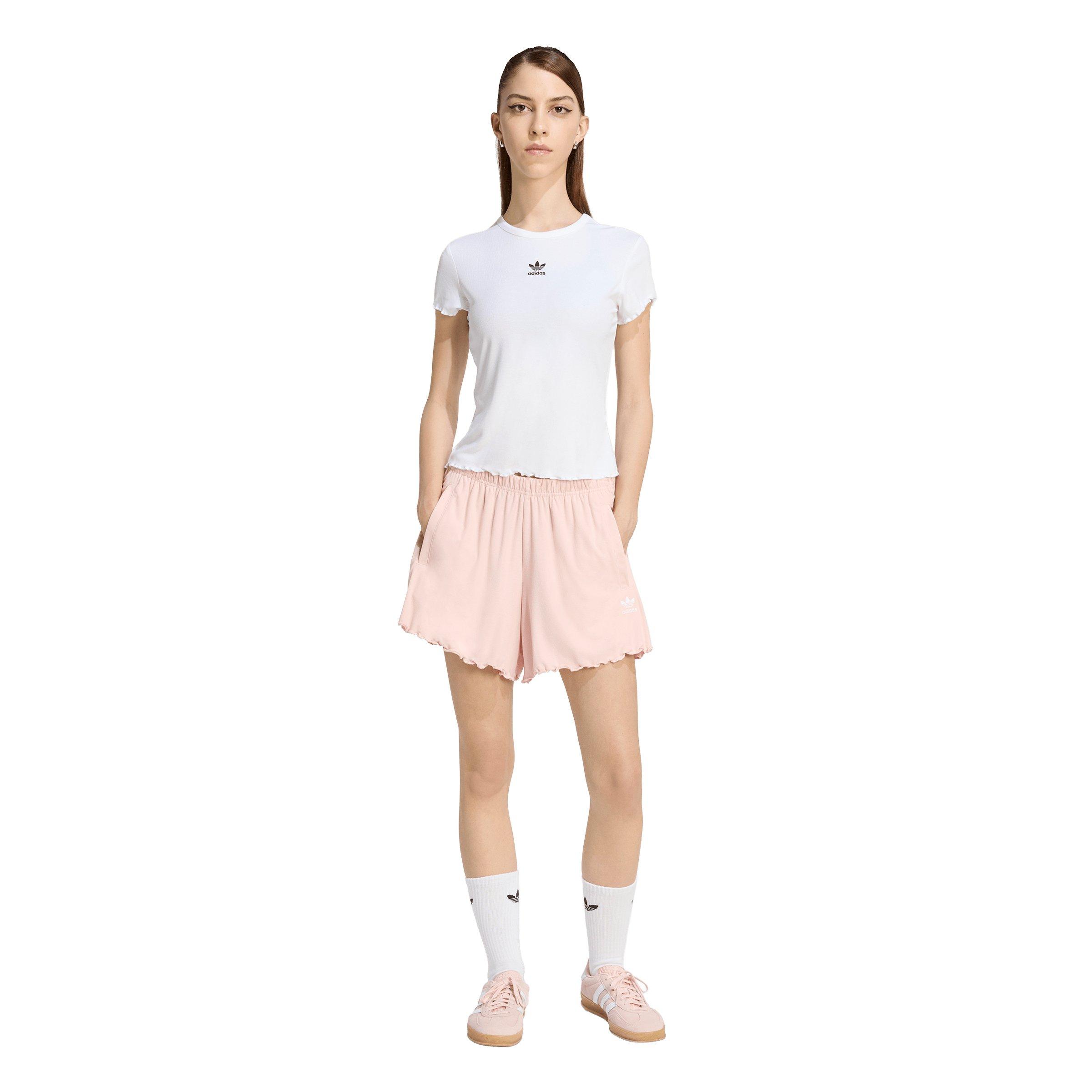 adidas Originals Women's Essentials Scalloped Edge Baby T-Shirt - White - WHITE Thumbnail View 5