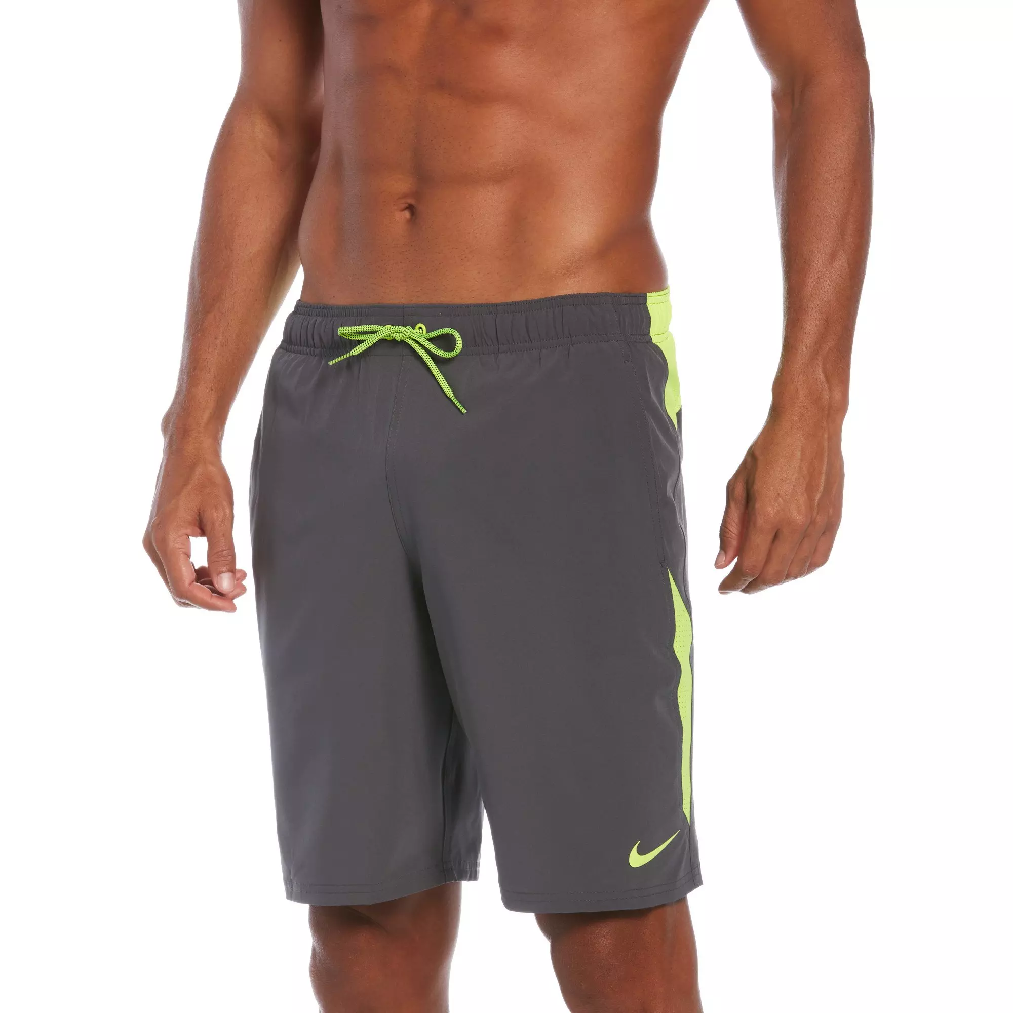 Nike Men's 9" Volley Shorts-Grey/Volt - GREY/VOLT