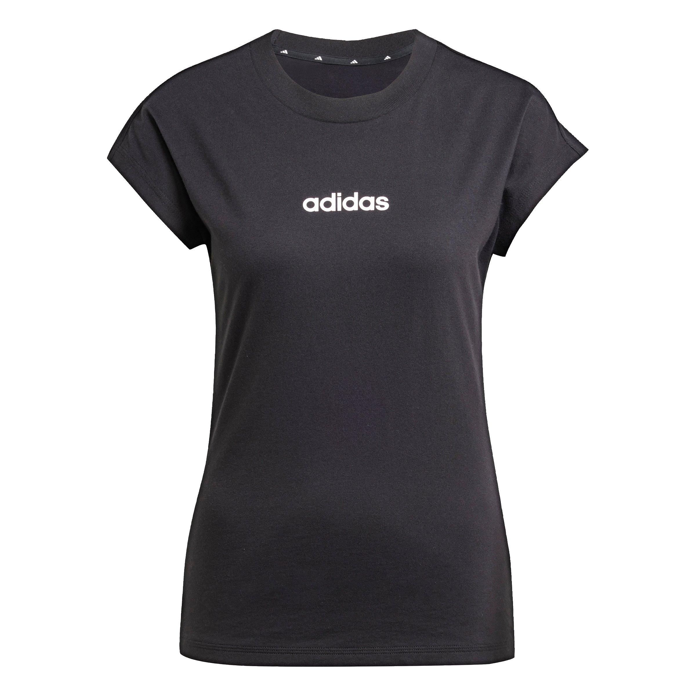 adidas Women's Essentials Linear Cotton T-Shirt - Black - BLACK Thumbnail View 6