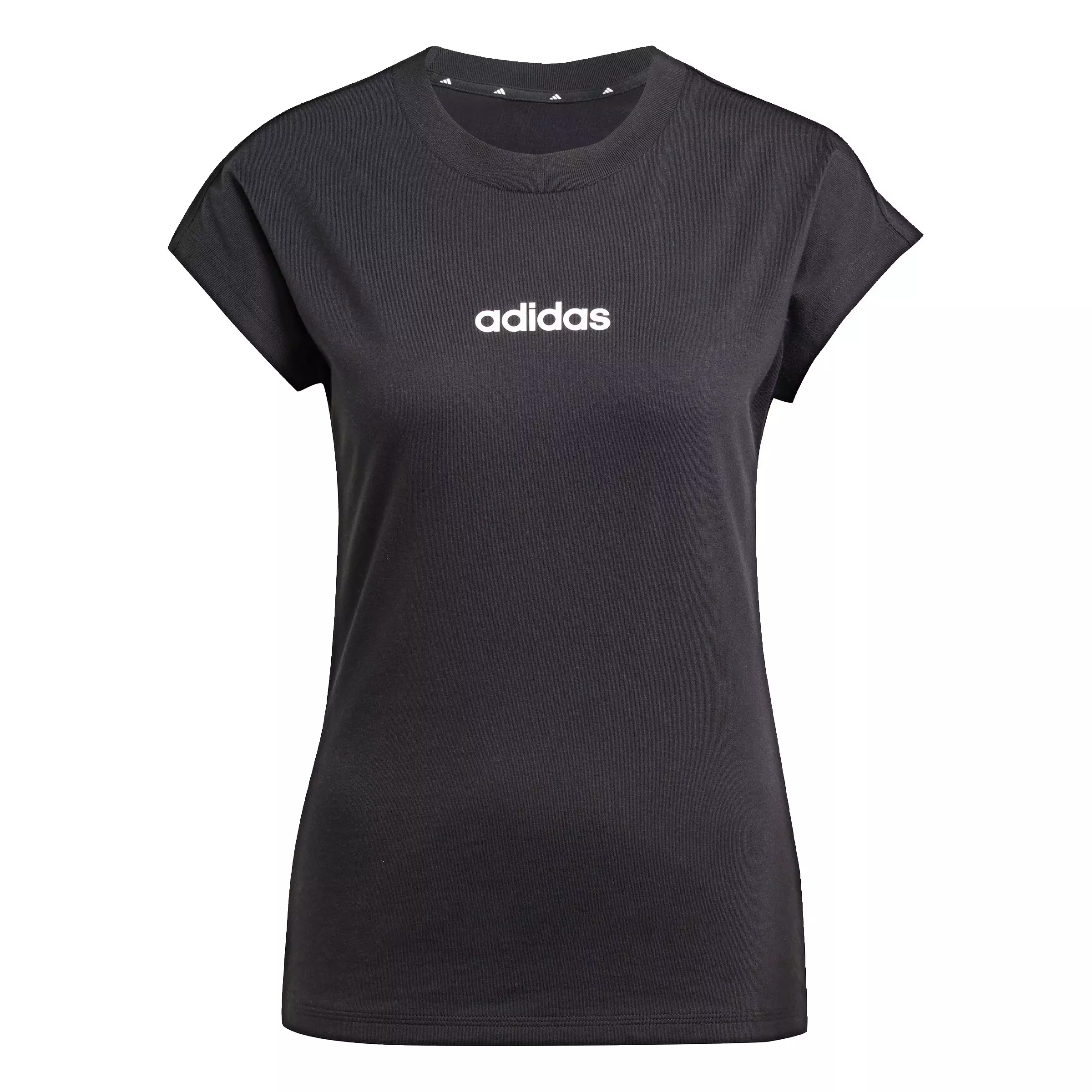 adidas Women's Essentials Linear Cotton T-Shirt - Black - BLACK