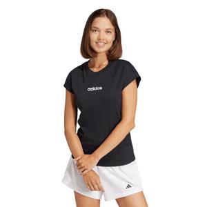 adidas Women's Essentials Linear Cotton T-Shirt - Black