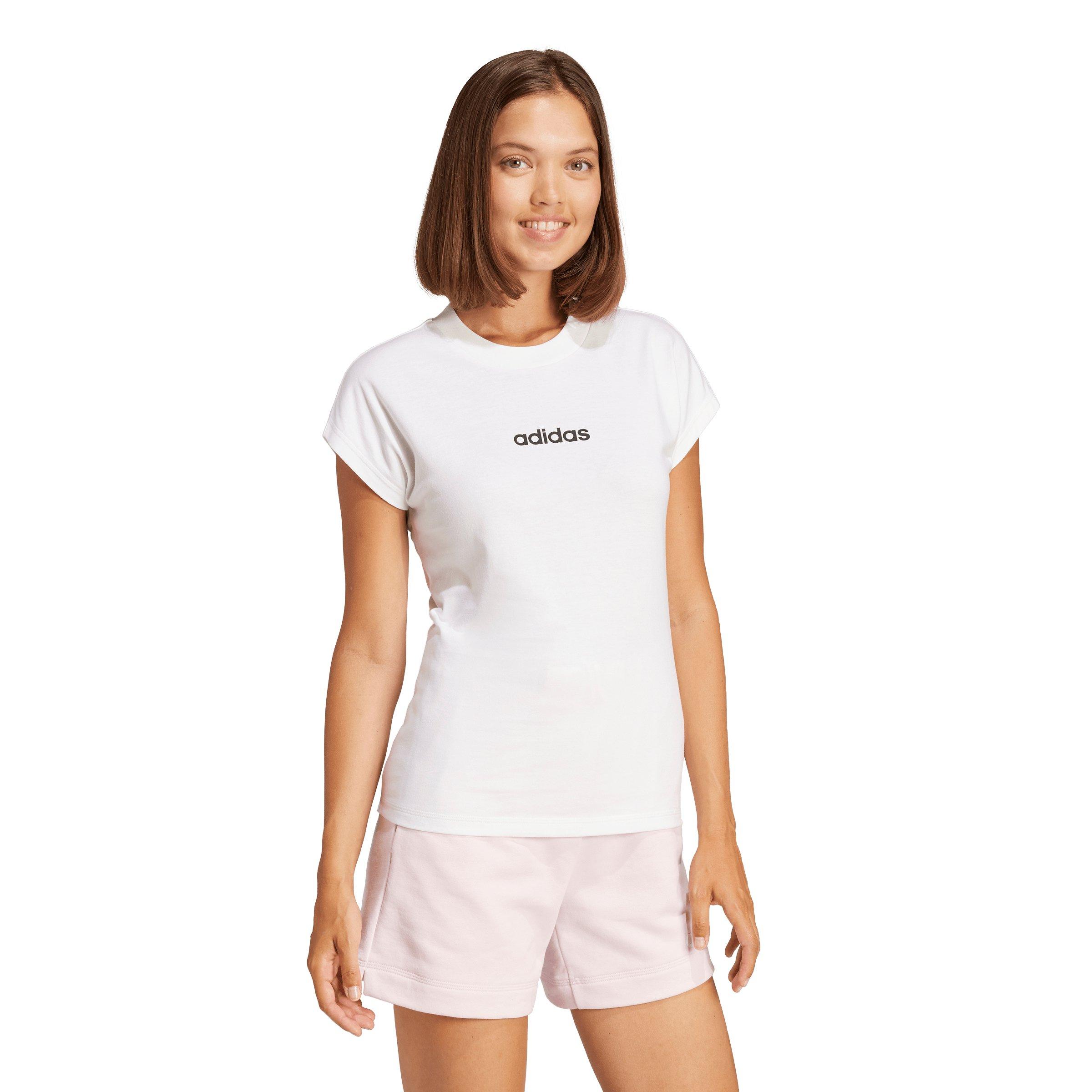 adidas Women's Essentials Linear Cotton T-Shirt - White - WHITE Thumbnail View 5