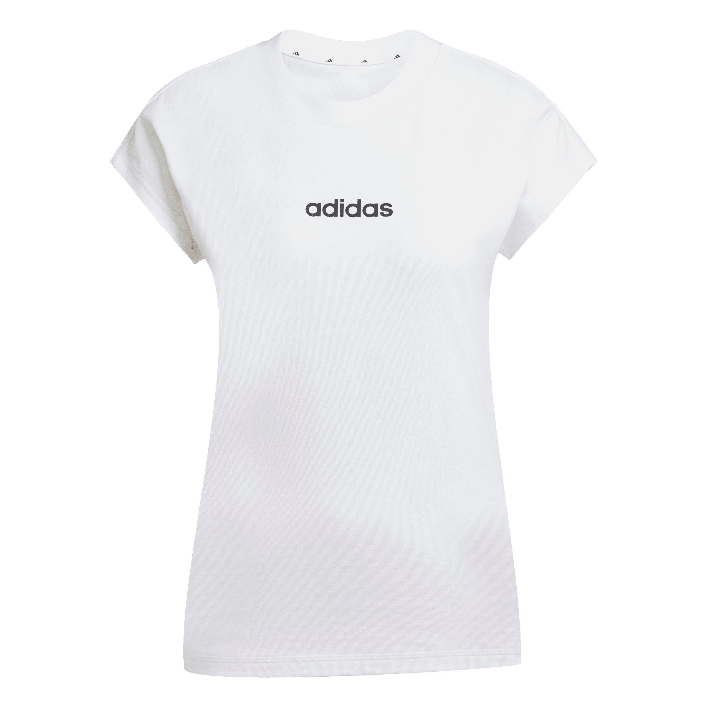 adidas Women's Essentials Linear Cotton T-Shirt - White - WHITE Thumbnail View 6
