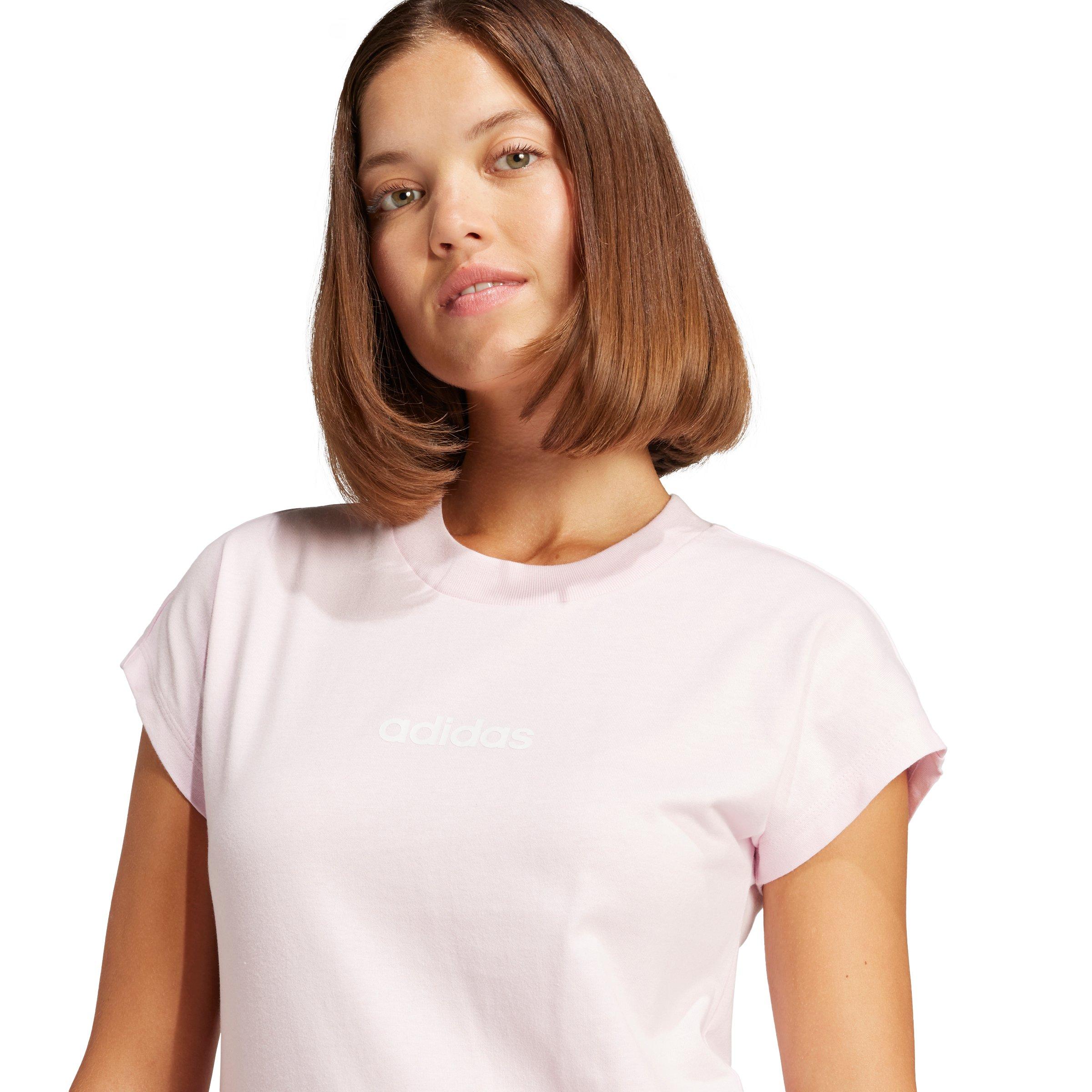 adidas Women's Essentials Linear Cotton T-Shirt - Light Pink - LIGHT PINK Thumbnail View 3