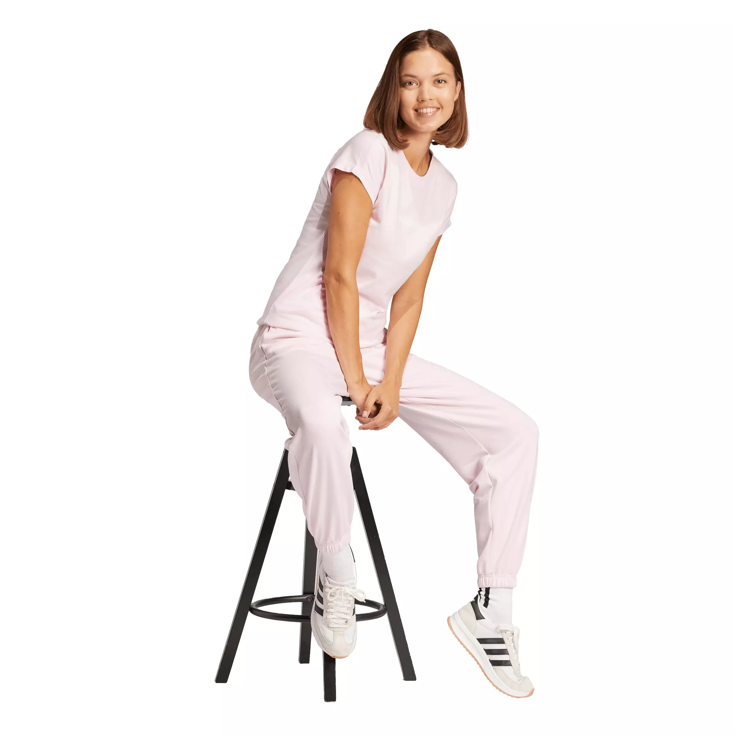 adidas Women's Essentials Linear Cotton T-Shirt - Light Pink - LIGHT PINK