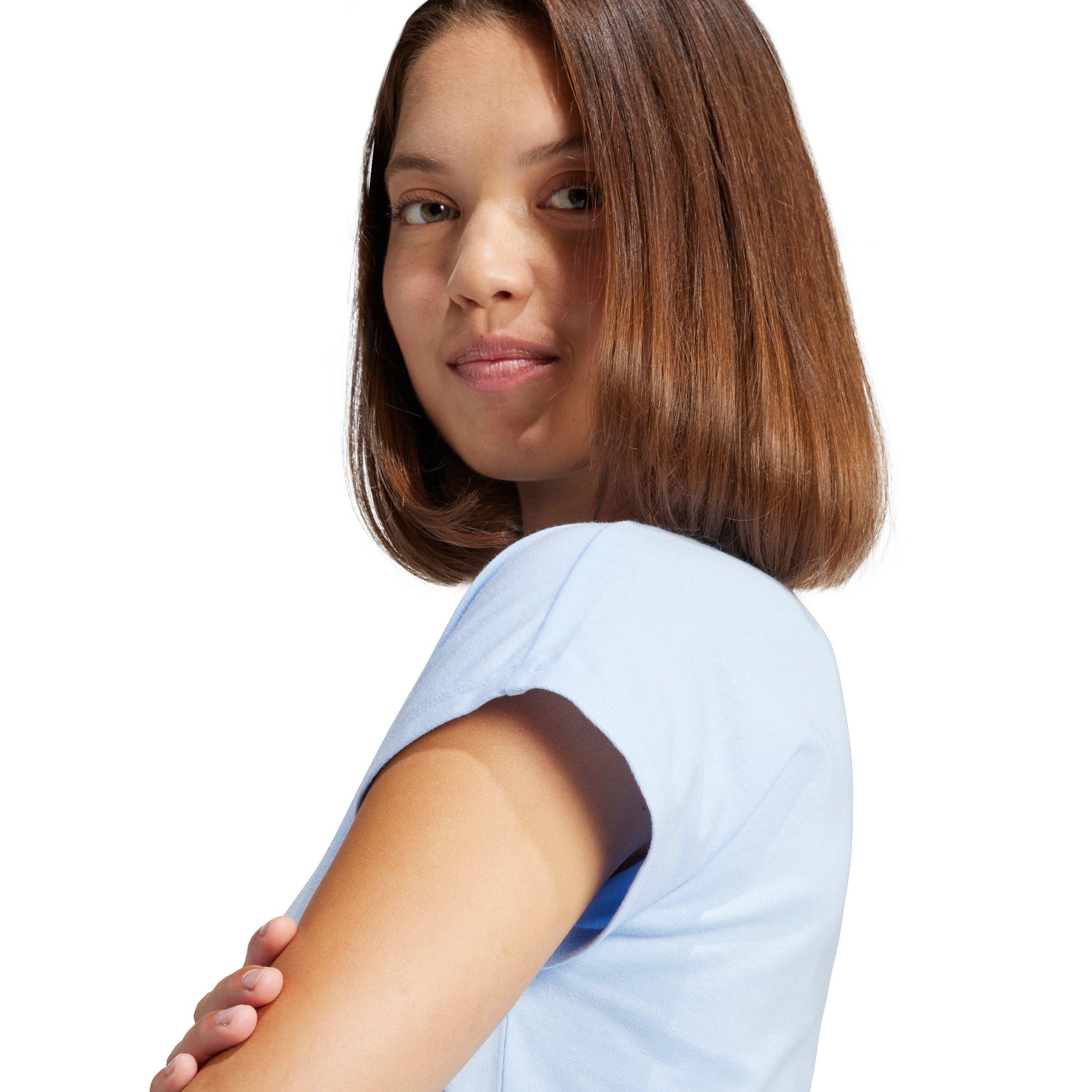 adidas Women's Essentials Linear Cotton T-Shirt - Light Blue - LIGHT BLUE Thumbnail View 4