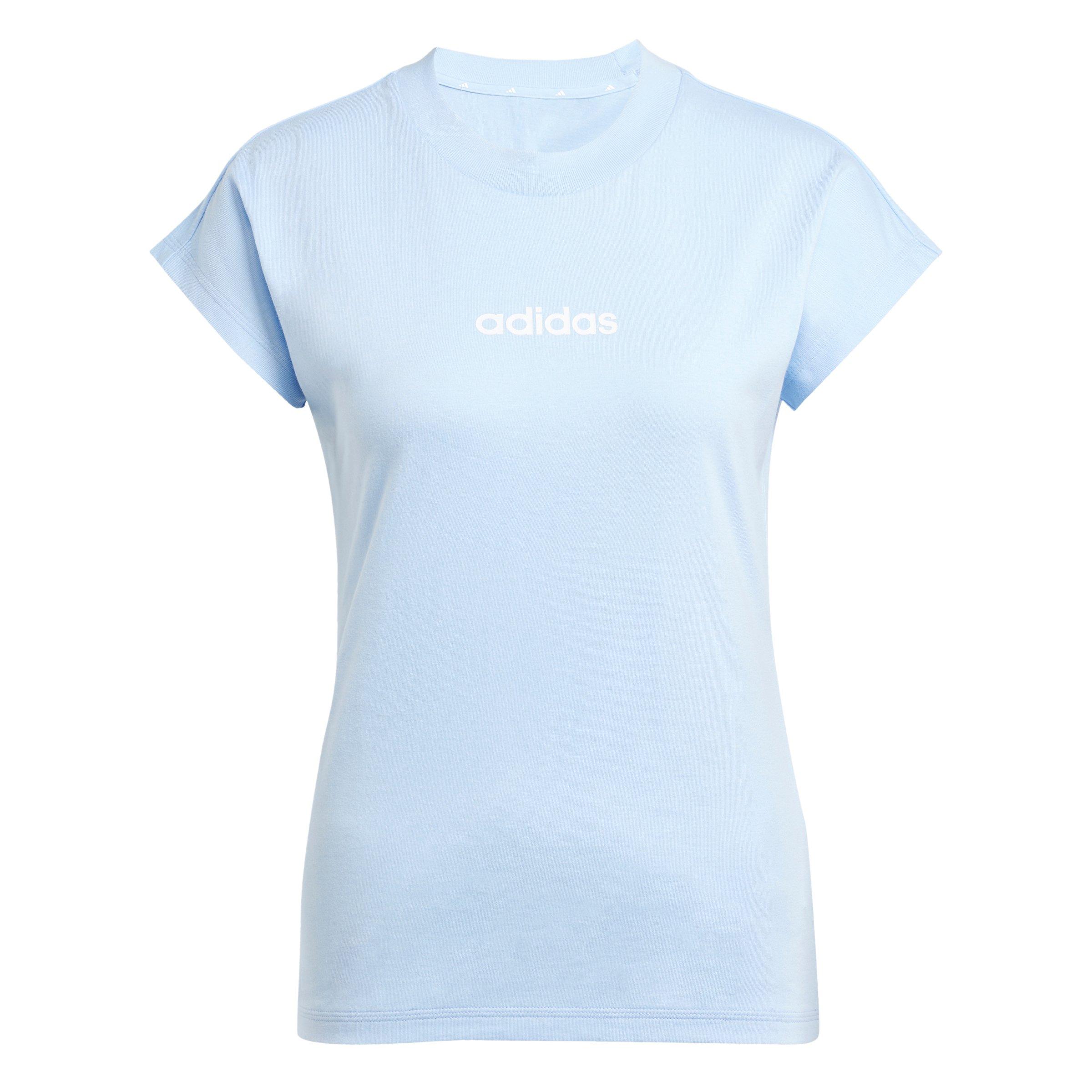adidas Women's Essentials Linear Cotton T-Shirt - Light Blue - LIGHT BLUE Thumbnail View 6