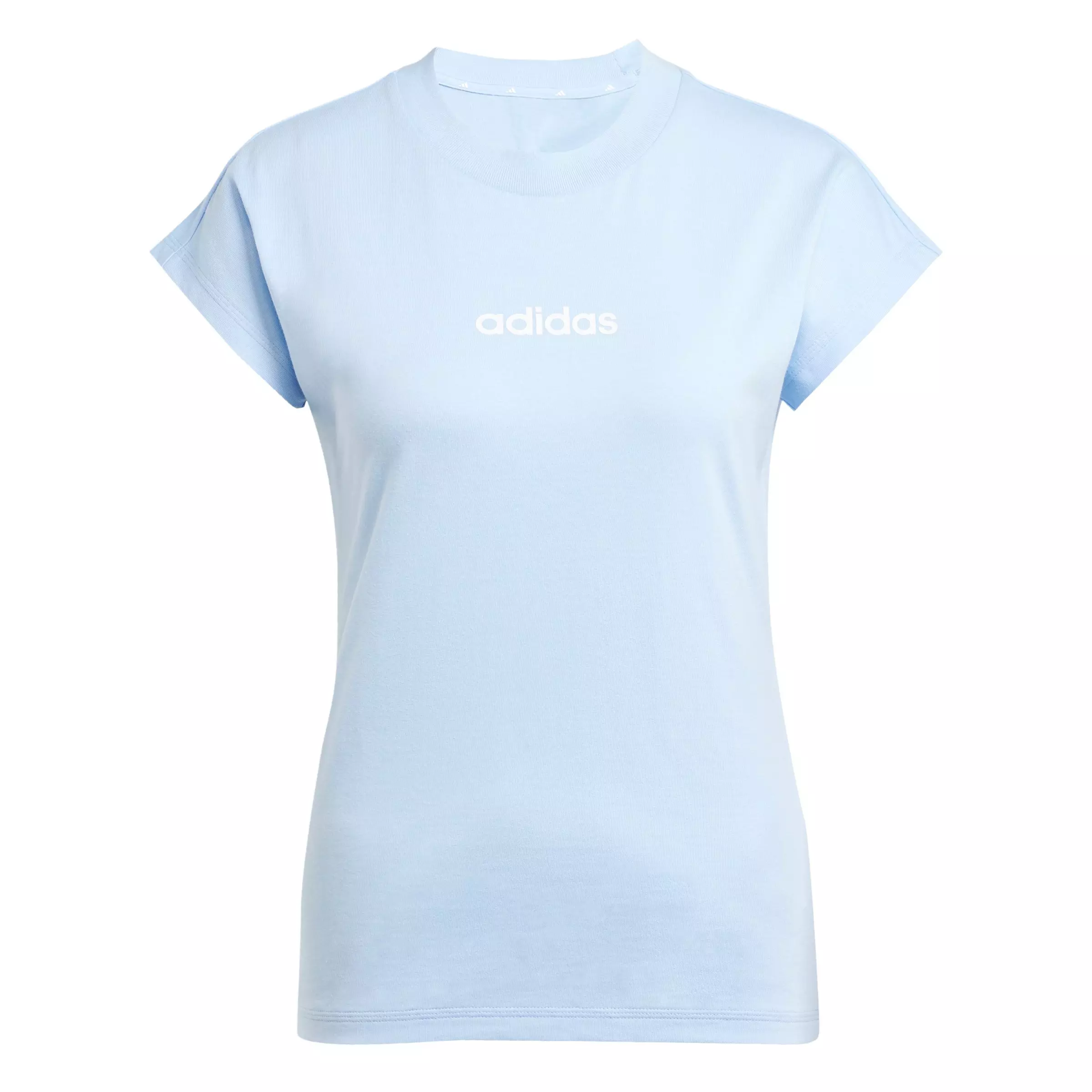 adidas Women's Essentials Linear Cotton T-Shirt - Light Blue - LIGHT BLUE