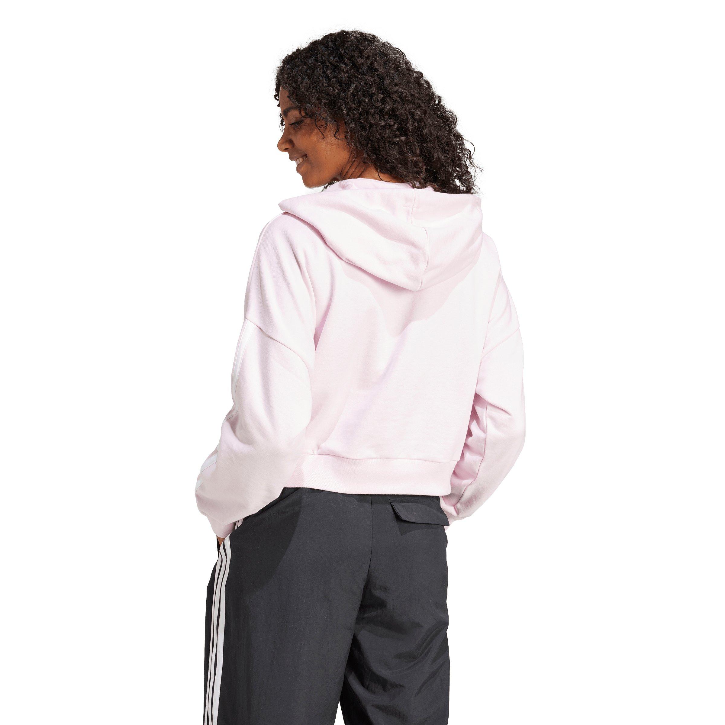 adidas Women's Essentials 3-Stripes French Terry Quarter-Zip Hoodie - Lt Pink - LT PINK Thumbnail View 2