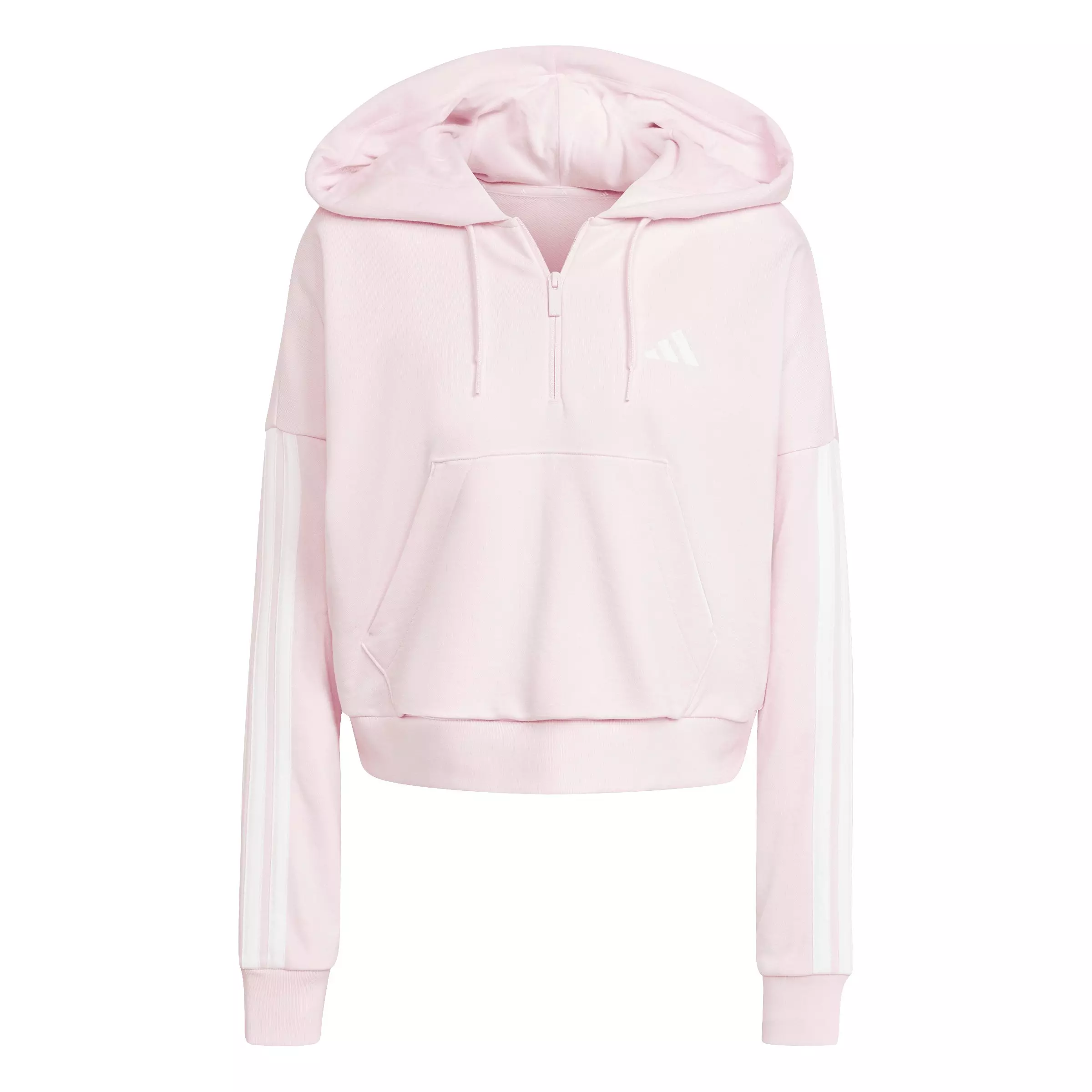 adidas Women's Essentials 3-Stripes French Terry Quarter-Zip Hoodie - Lt Pink - LT PINK